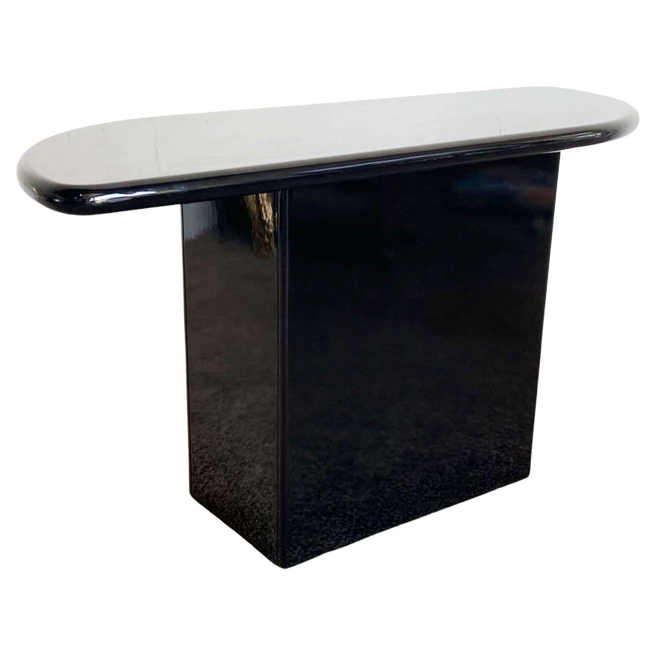 Postmodern Black Lacquer Console Table