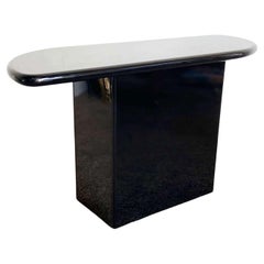 Vintage Postmodern Black Lacquer Console Table