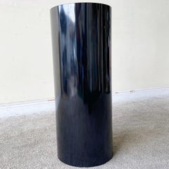 Postmodern Black Lacquer Laminate Cylindrical Pedestal
