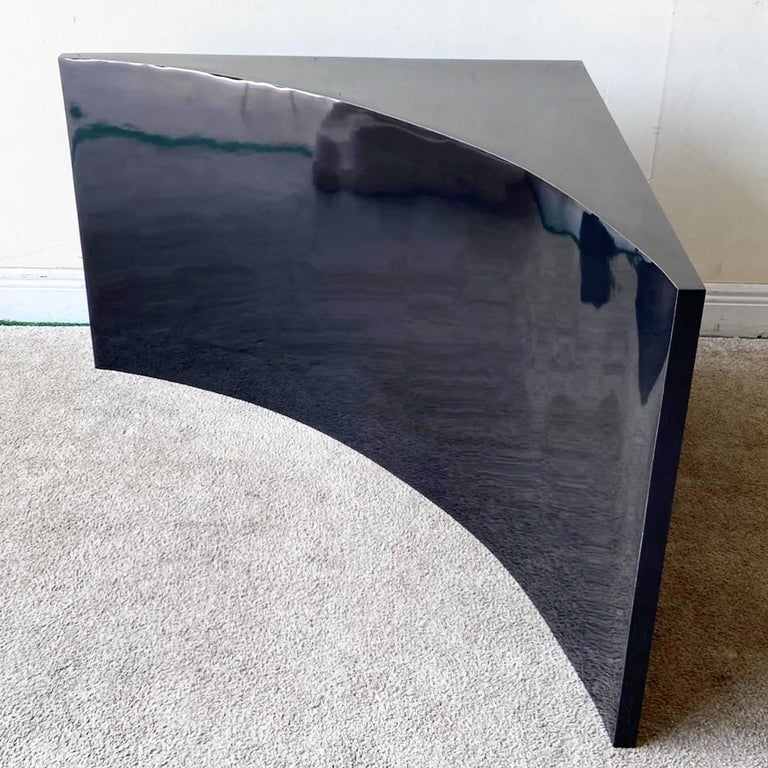 Postmodern Black Lacquer Laminate Sofa Table For Sale at 1stDibs