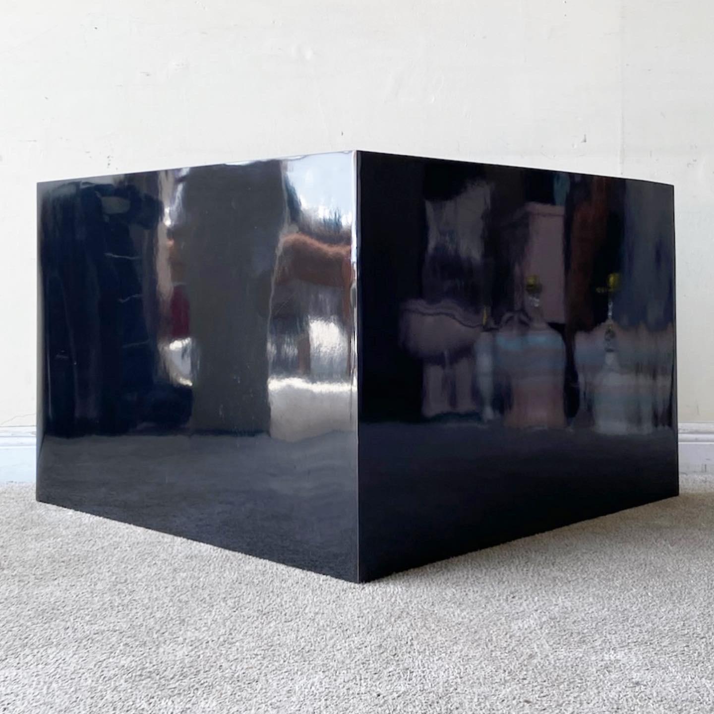 American Postmodern Black Lacquer Laminate Sofa Table