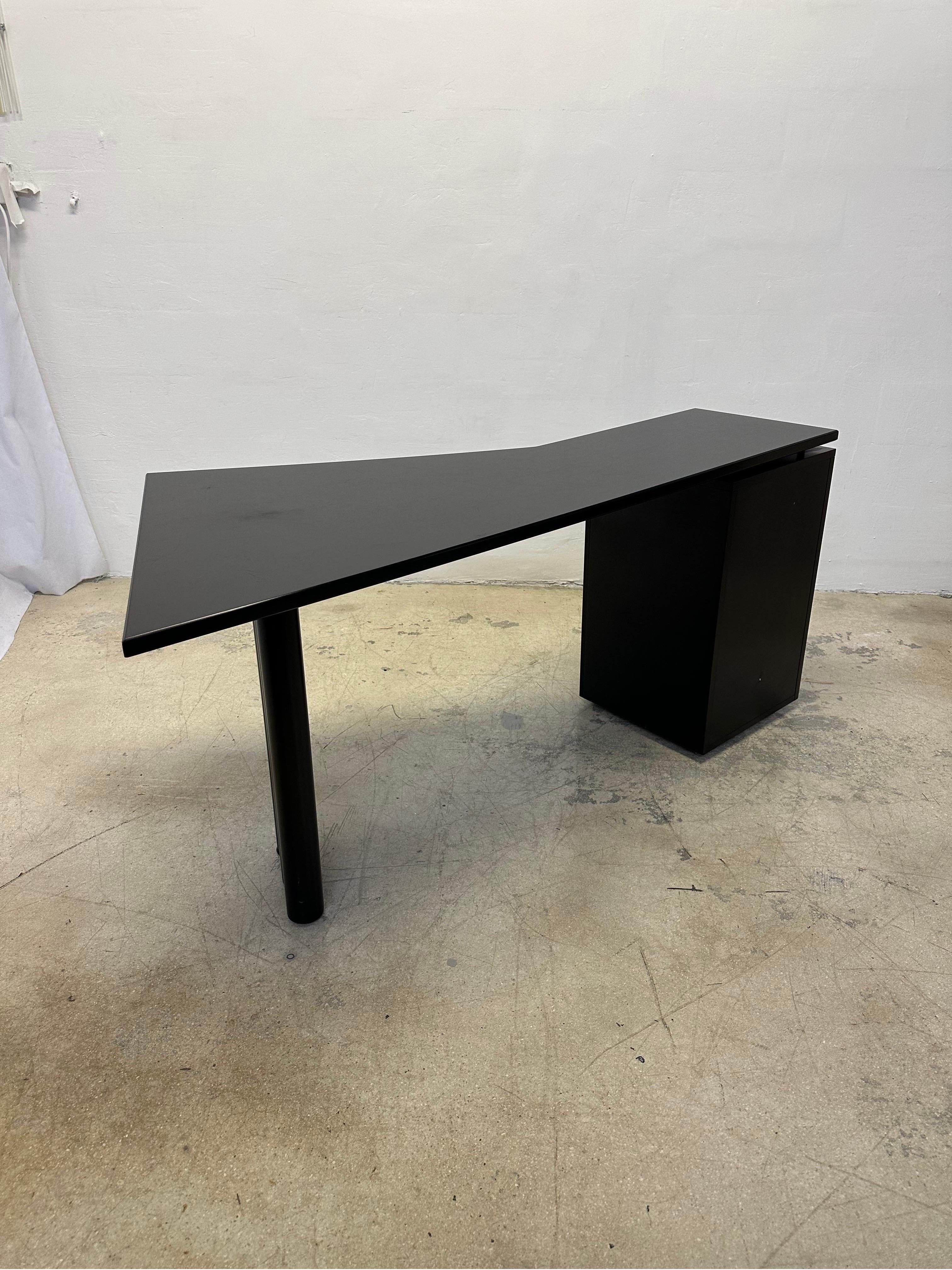 Postmodern Black Lacquered Desk by Interlubke, Germany 1980s 4