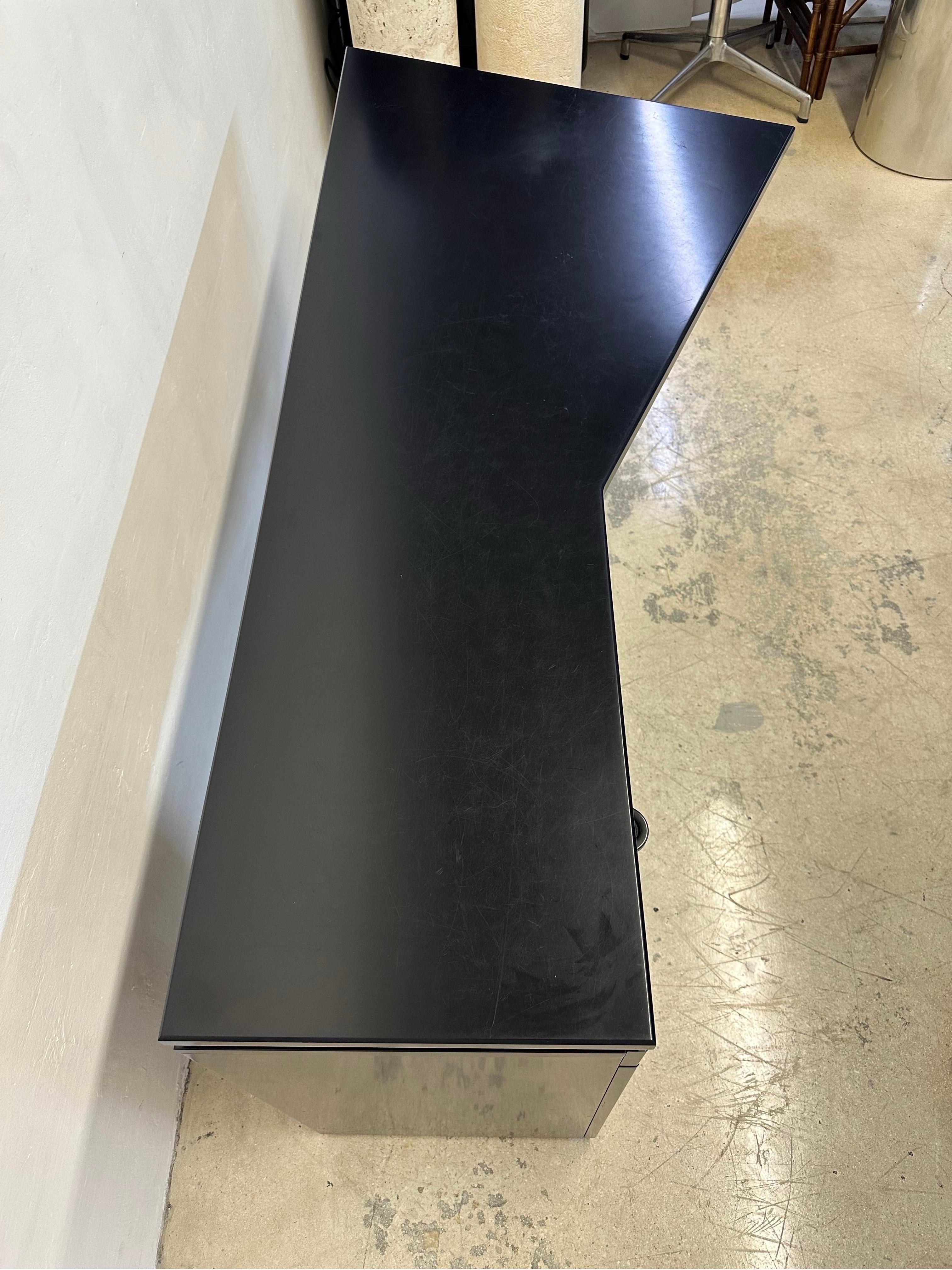 Postmodern Black Lacquered Desk by Interlubke, Germany 1980s For Sale 5