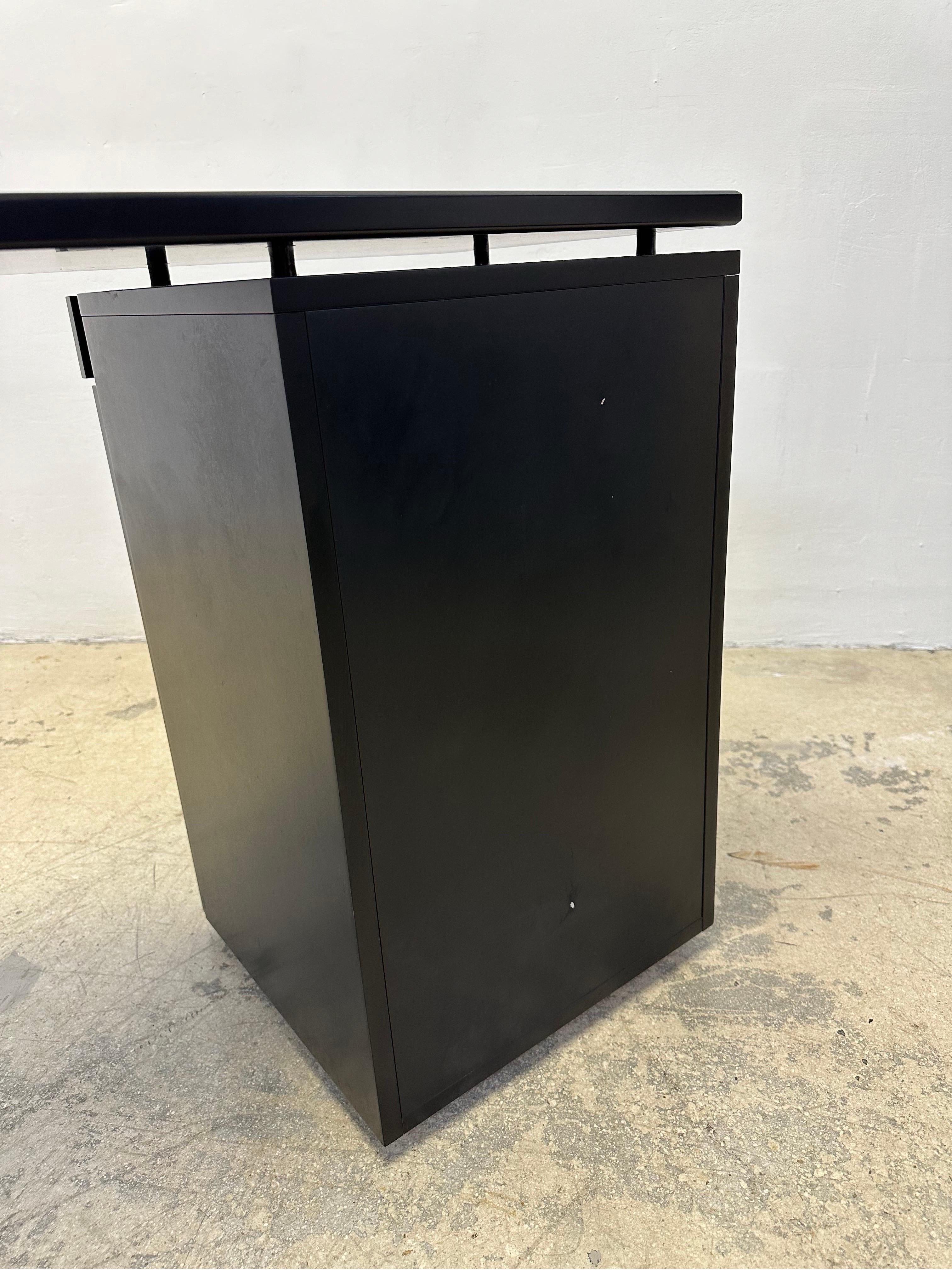 Postmodern Black Lacquered Desk by Interlubke, Germany 1980s For Sale 6