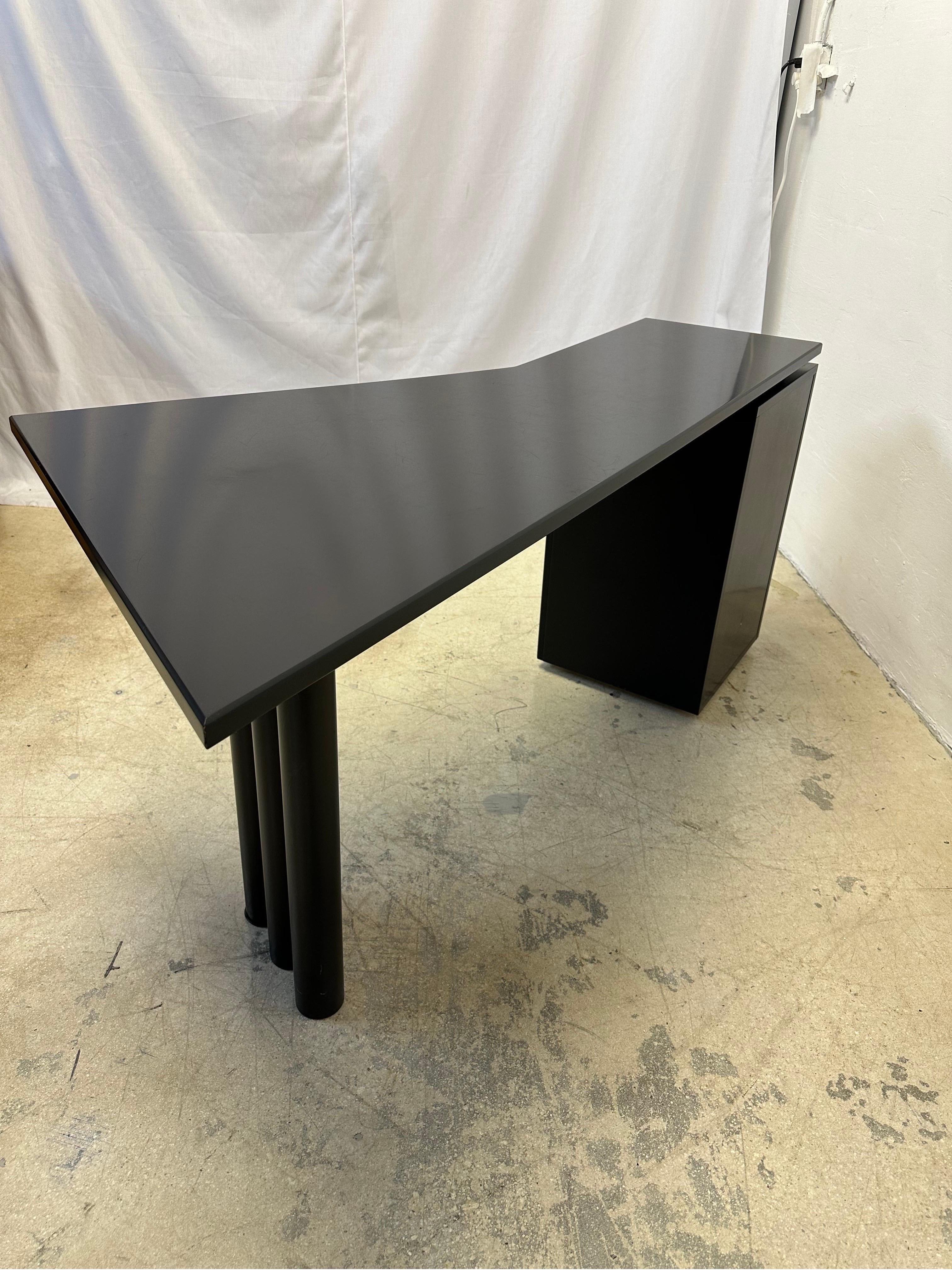 Postmodern Black Lacquered Desk by Interlubke, Germany 1980s For Sale 7
