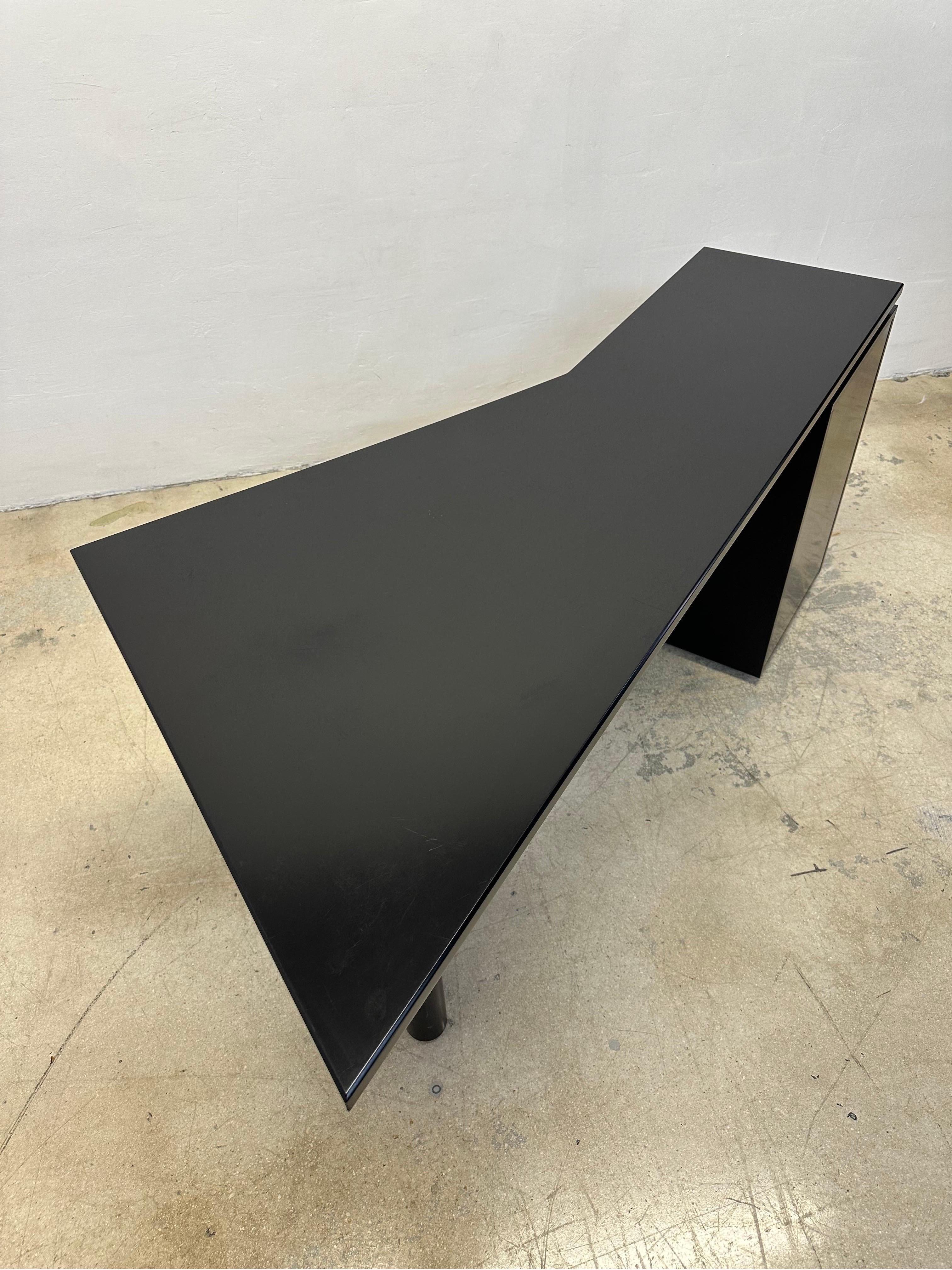 Bureau postmoderne laqué noir par Interlubke, Allemagne, années 1980 7