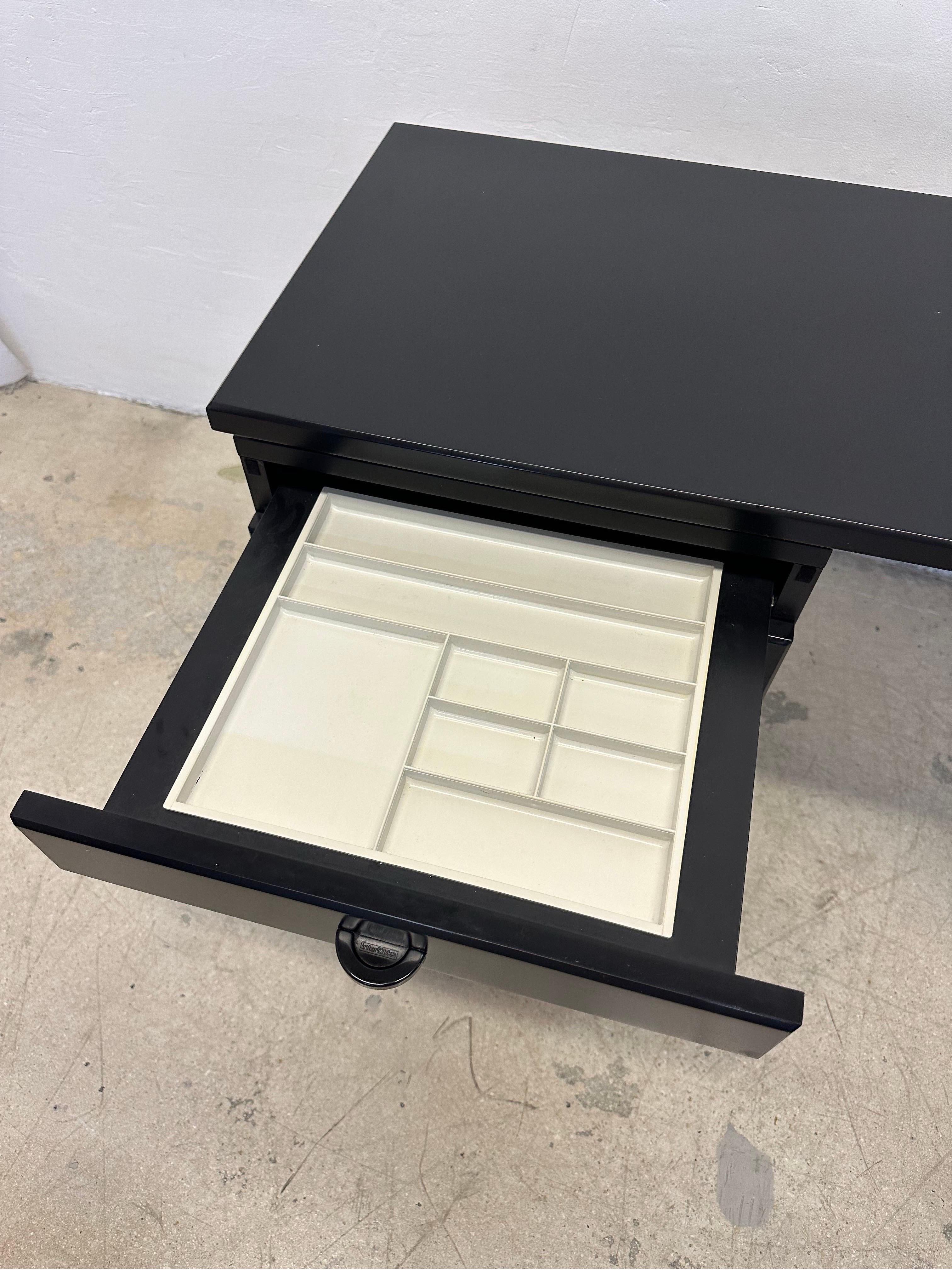 Postmodern Black Lacquered Desk by Interlubke, Germany 1980s For Sale 9