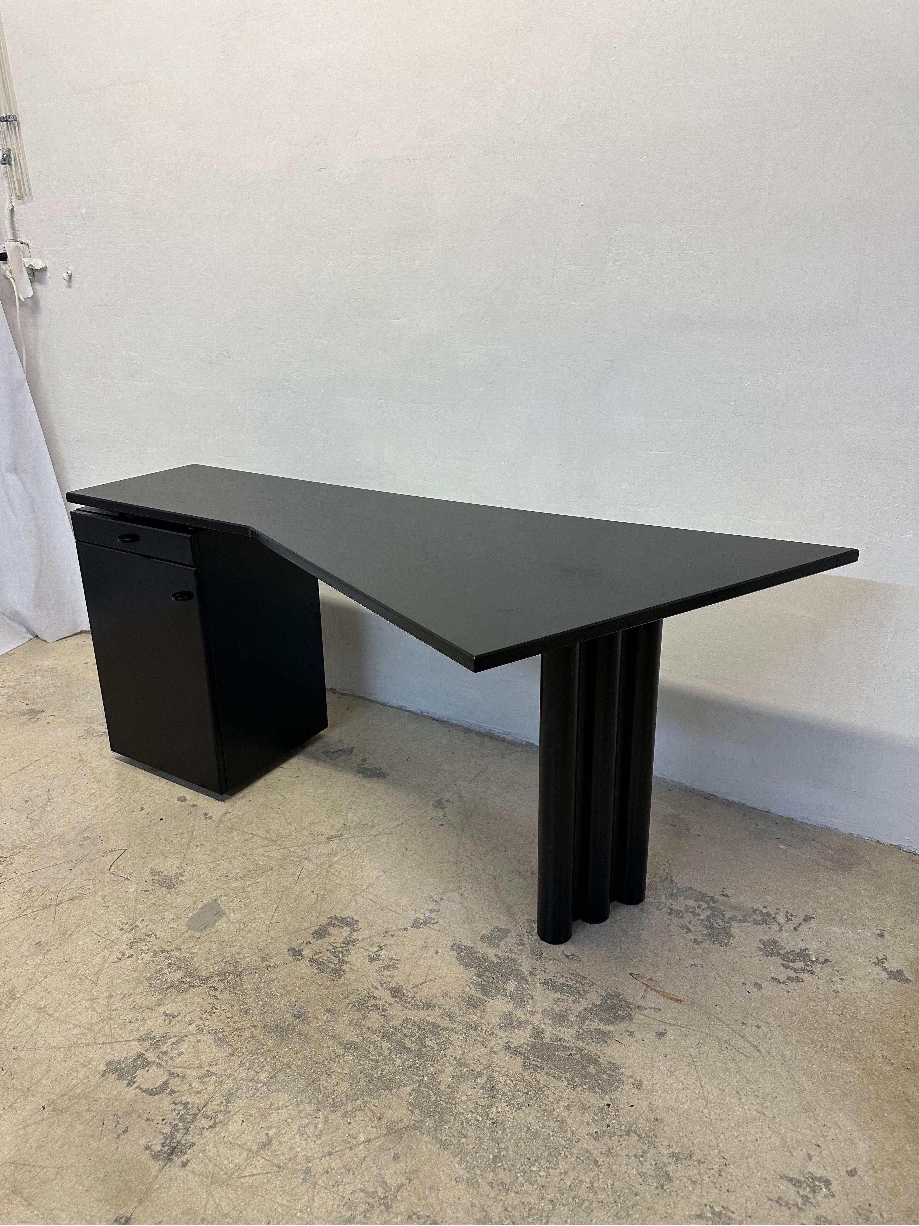 Post-Modern Postmodern Black Lacquered Desk by Interlubke, Germany 1980s For Sale