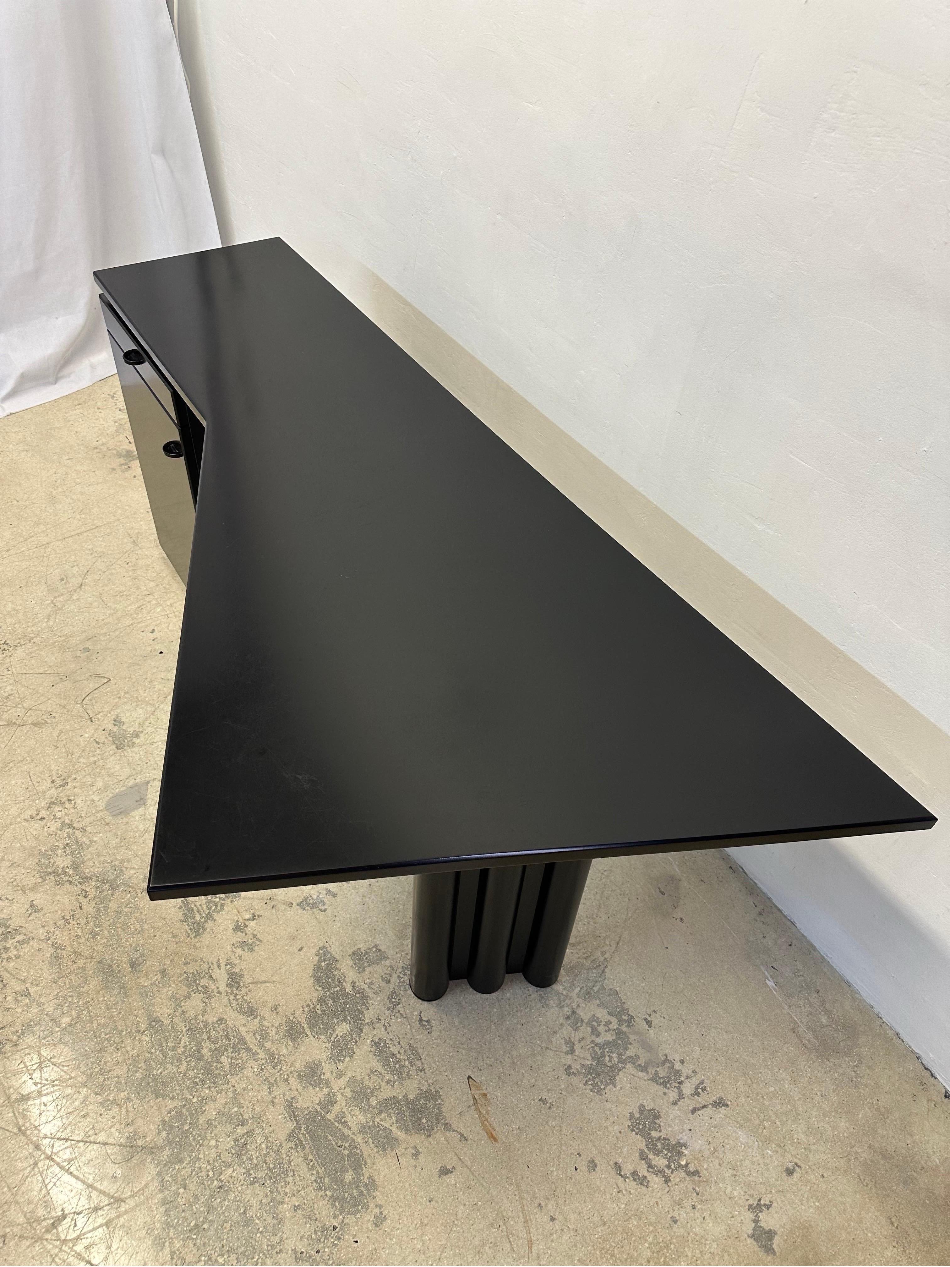 Postmodern Black Lacquered Desk by Interlubke, Germany 1980s For Sale 3