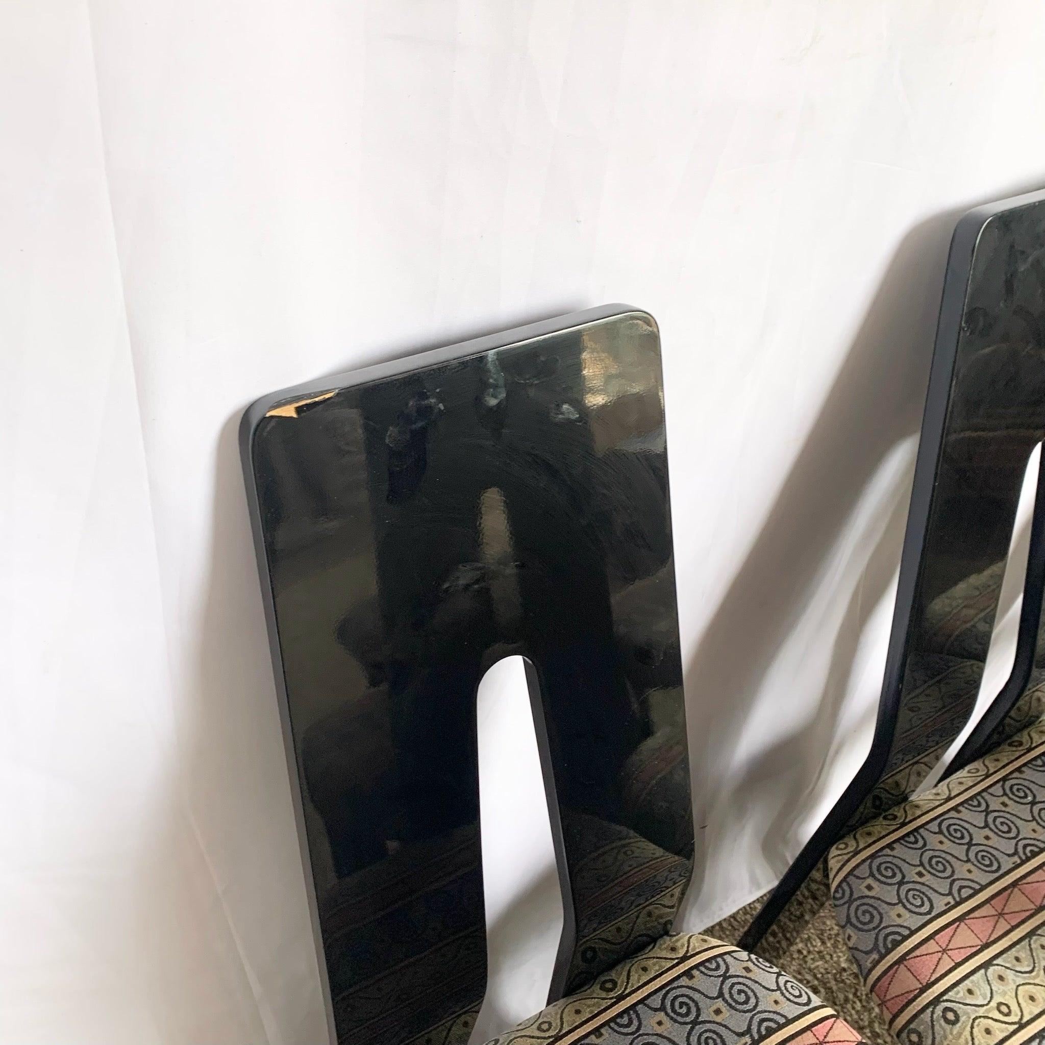 Postmodern Black Lacquered Sculpted Dining Chairs - Set of 6 For Sale 4