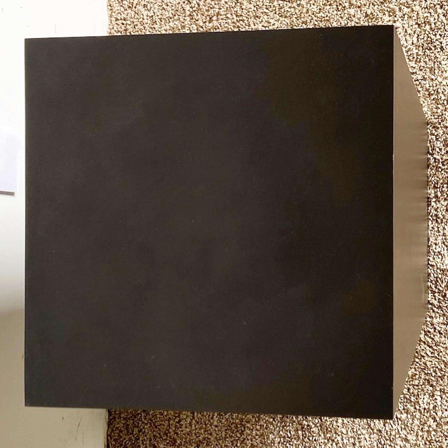 Postmodern Black Laminate Square Top Pedestal In Good Condition For Sale In Delray Beach, FL