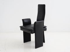 Postmodern Black Leather Chair, 1980s