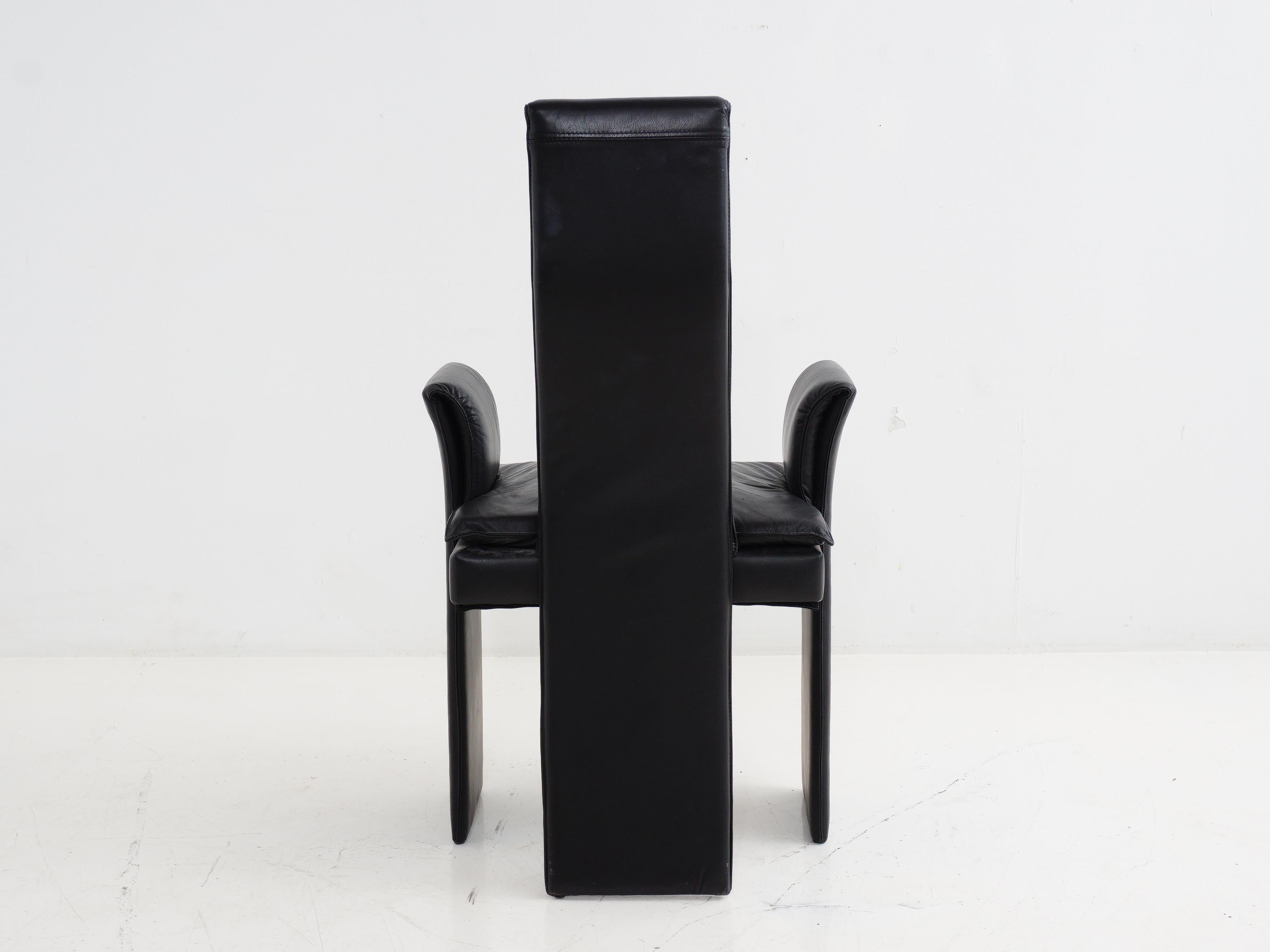 Late 20th Century Postmodern Black Leather Chair, 1980s For Sale