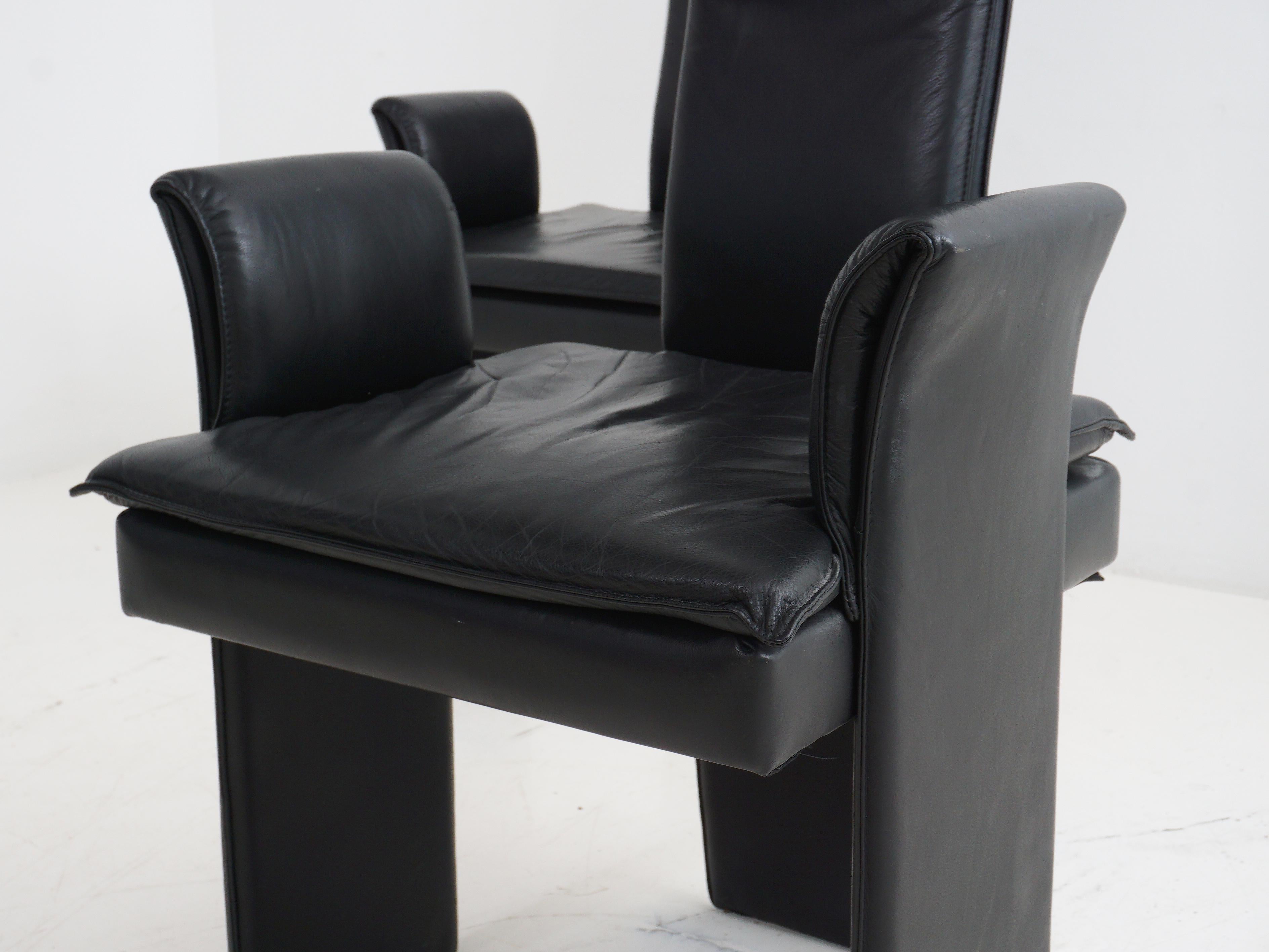 Postmodern Black Leather Chair, 1980s For Sale 2