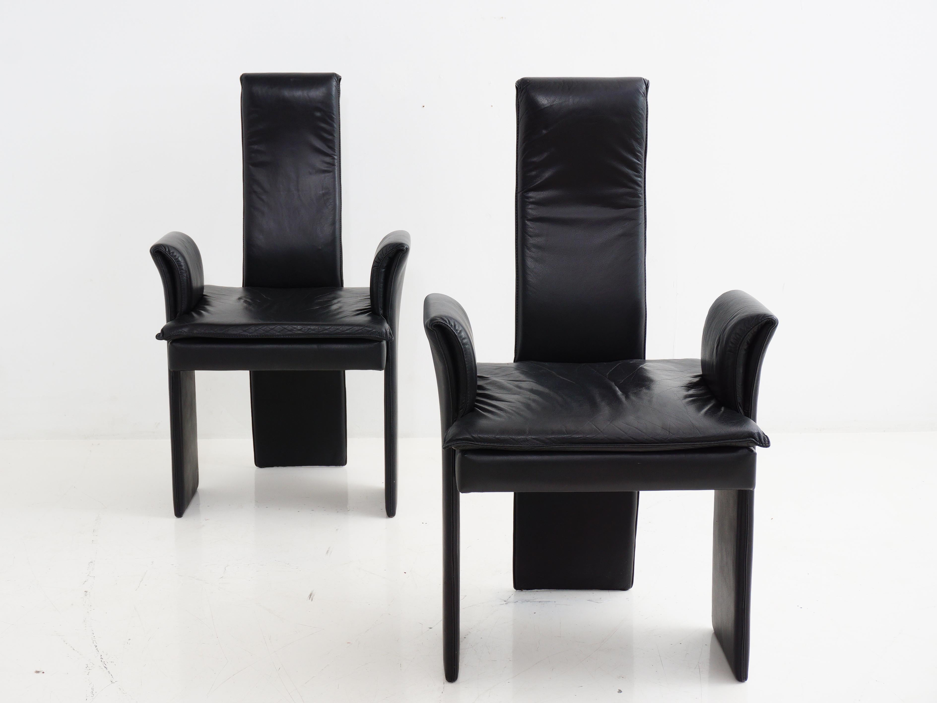 Postmodern Black Leather Chair, 1980s For Sale 3