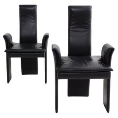 Postmodern Black Leather Chair, 1980s