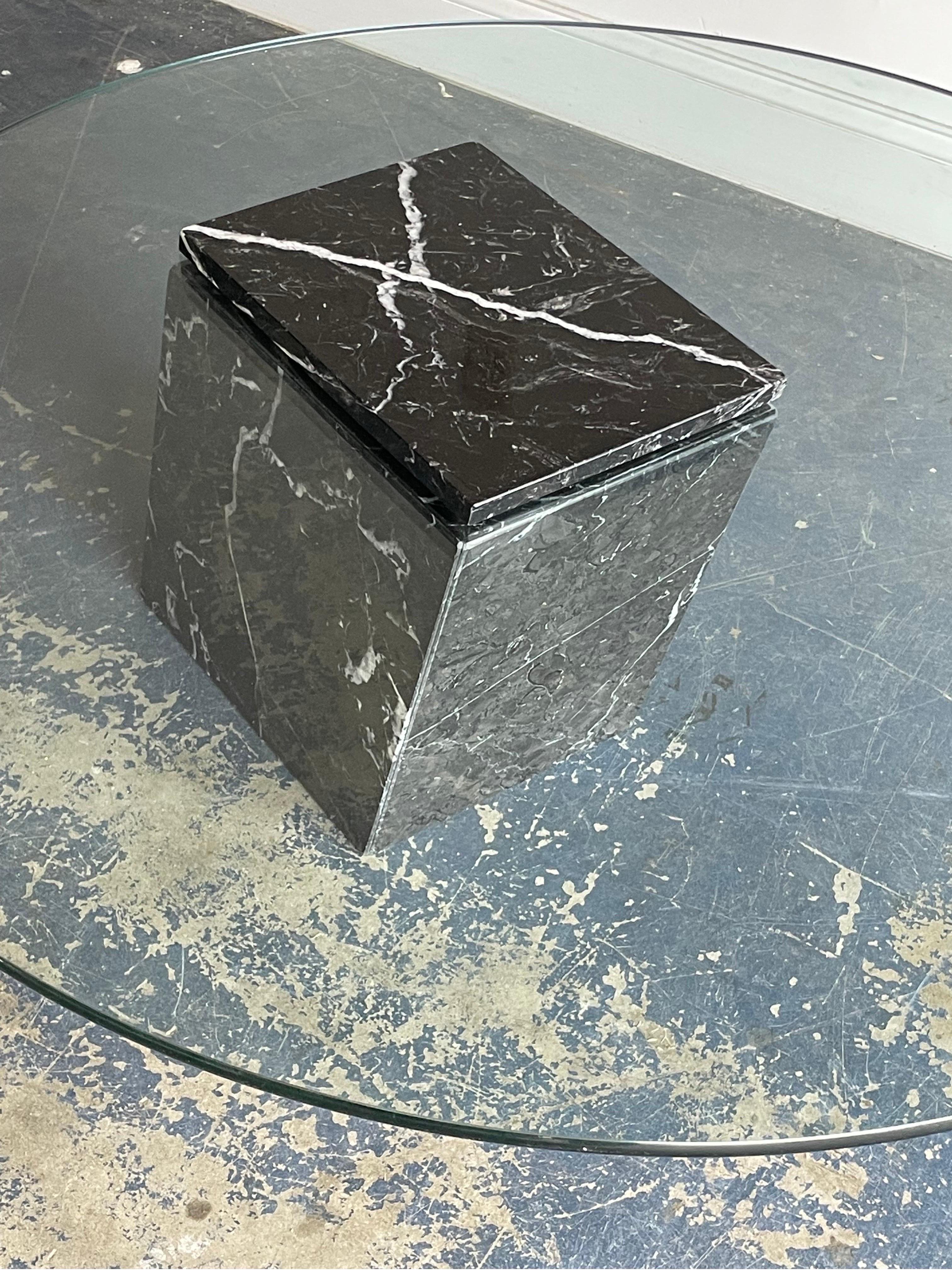 Postmodern Black Marble and Glass Cantilvered Coffee Table In Good Condition In St.Petersburg, FL