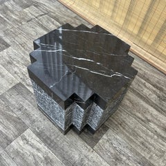 Postmodern Black Marble Base Octagonal Coffee Table. Circa 1980s.