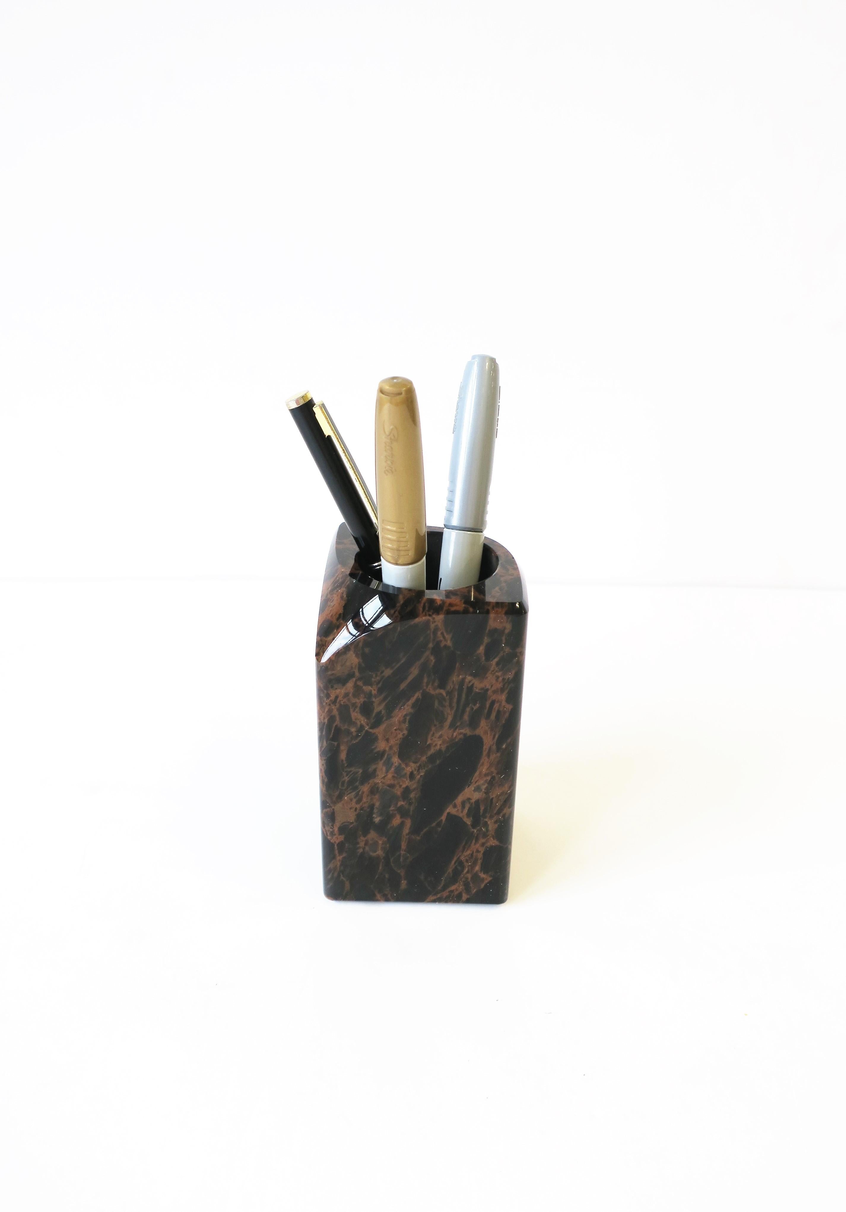 black marble pen holder