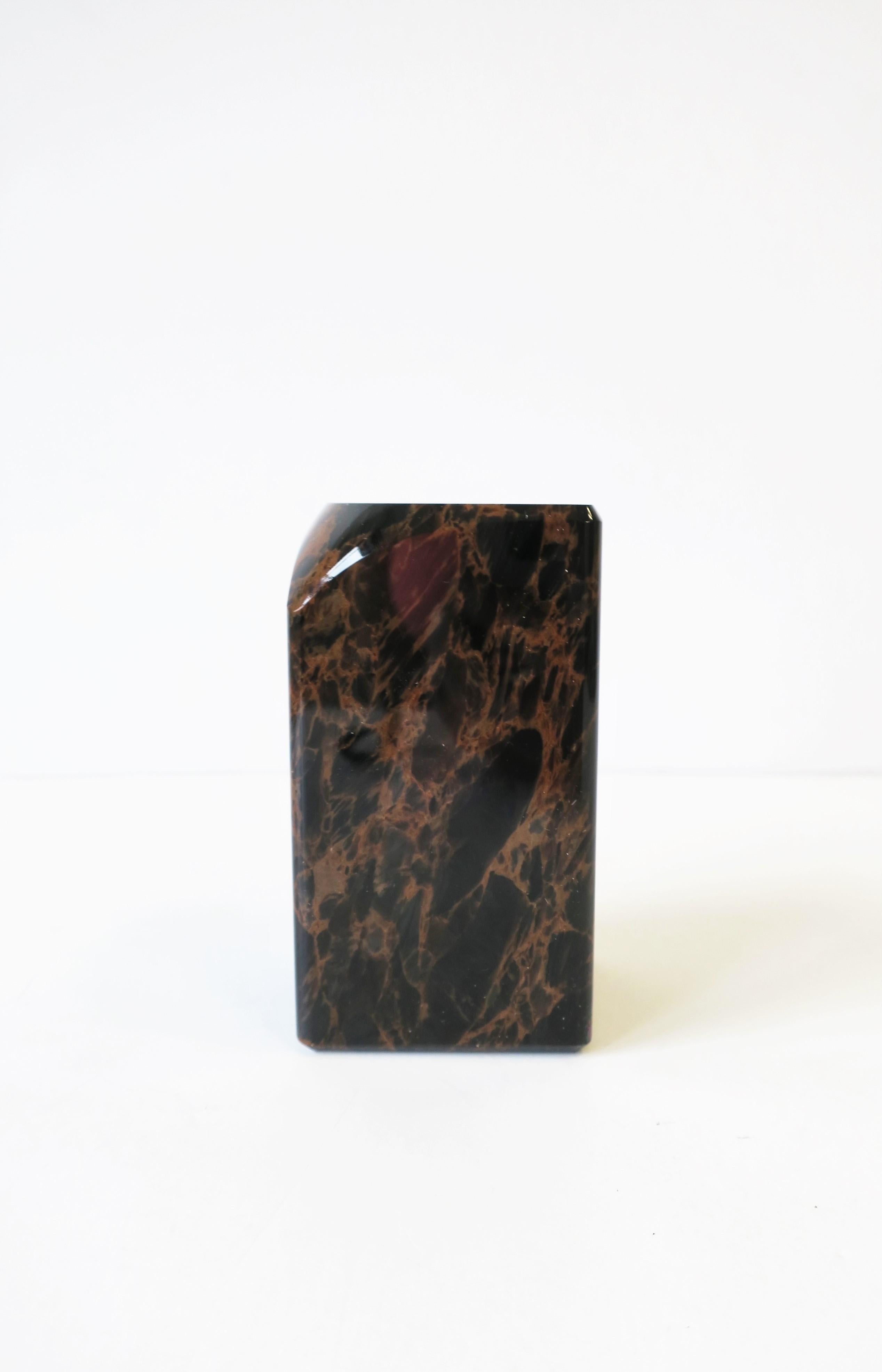 Post-Modern Postmodern Black Marble Desk Pen Pencil Holder, 1990s For Sale