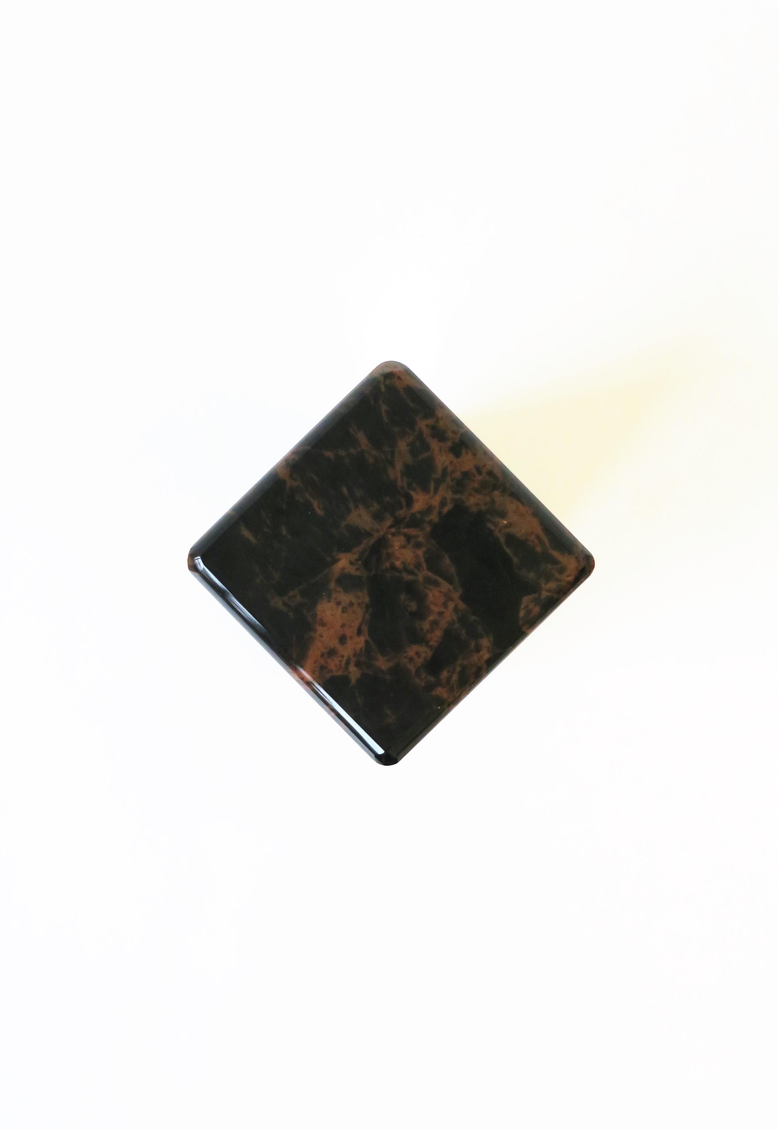 Polished Postmodern Black Marble Desk Pen Pencil Holder, 1990s For Sale