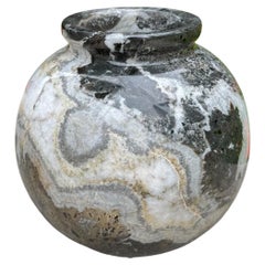Postmodern Black Marble Jar / Vase.