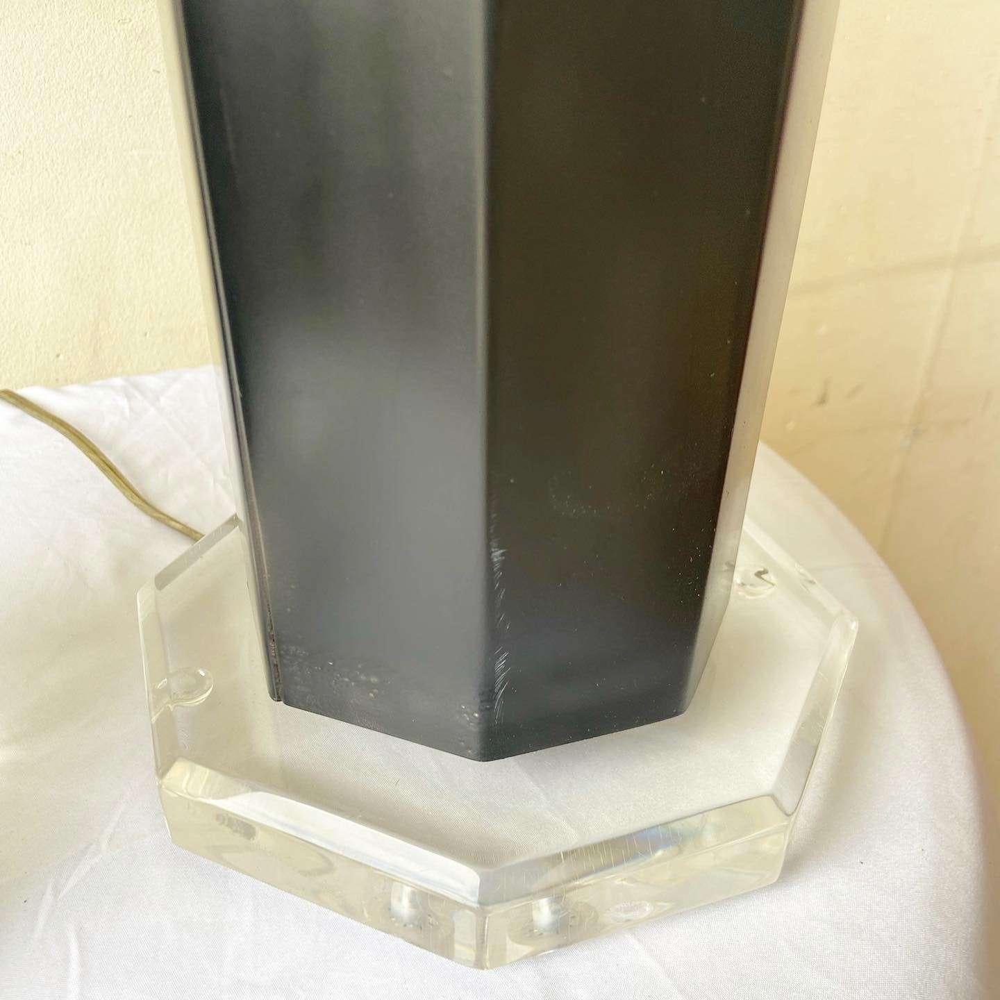 Postmodern Black Metal and Lucite Table Lamps For Sale 2