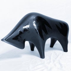 Postmodern Black Metal Bull Sculpture