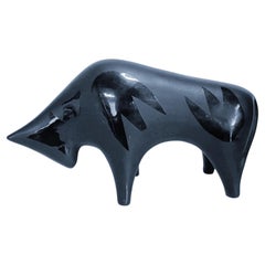 Postmodern Black Metal Bull Sculpture
