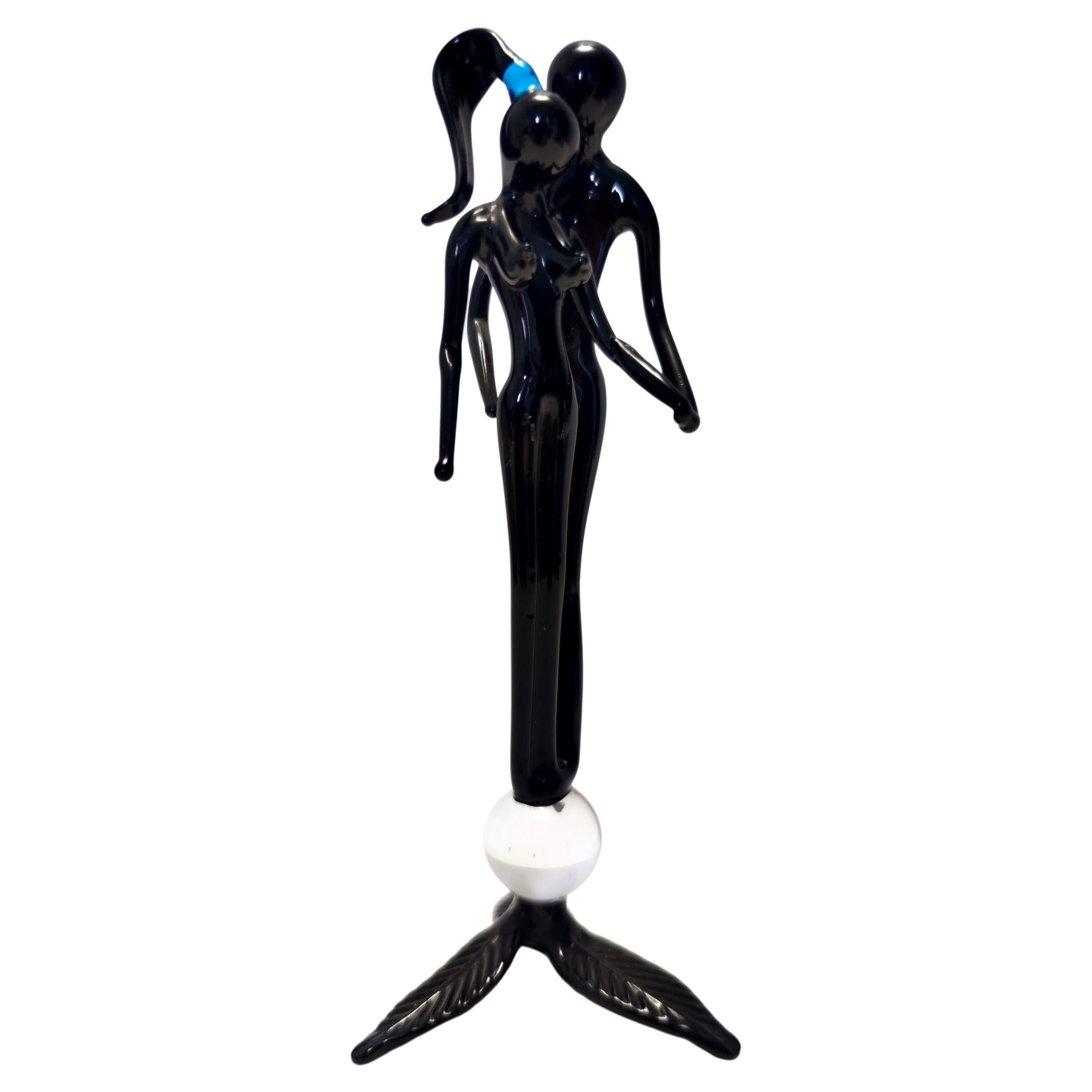 Postmodern Black Murano Glass Decorative Item of a Couple, Italy, 1990s
