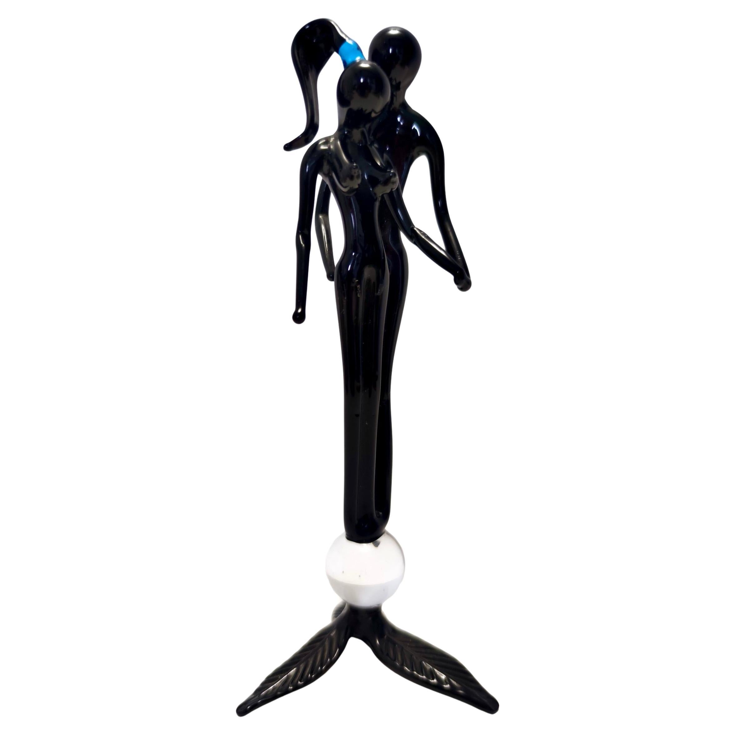 Postmoderner schwarzer Murano-Glasdekorationsartikel eines Paares, Italien, 1990er Jahre