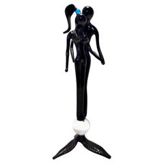 Postmoderner schwarzer Murano-Glasdekorationsartikel eines Paares, Italien, 1990er Jahre