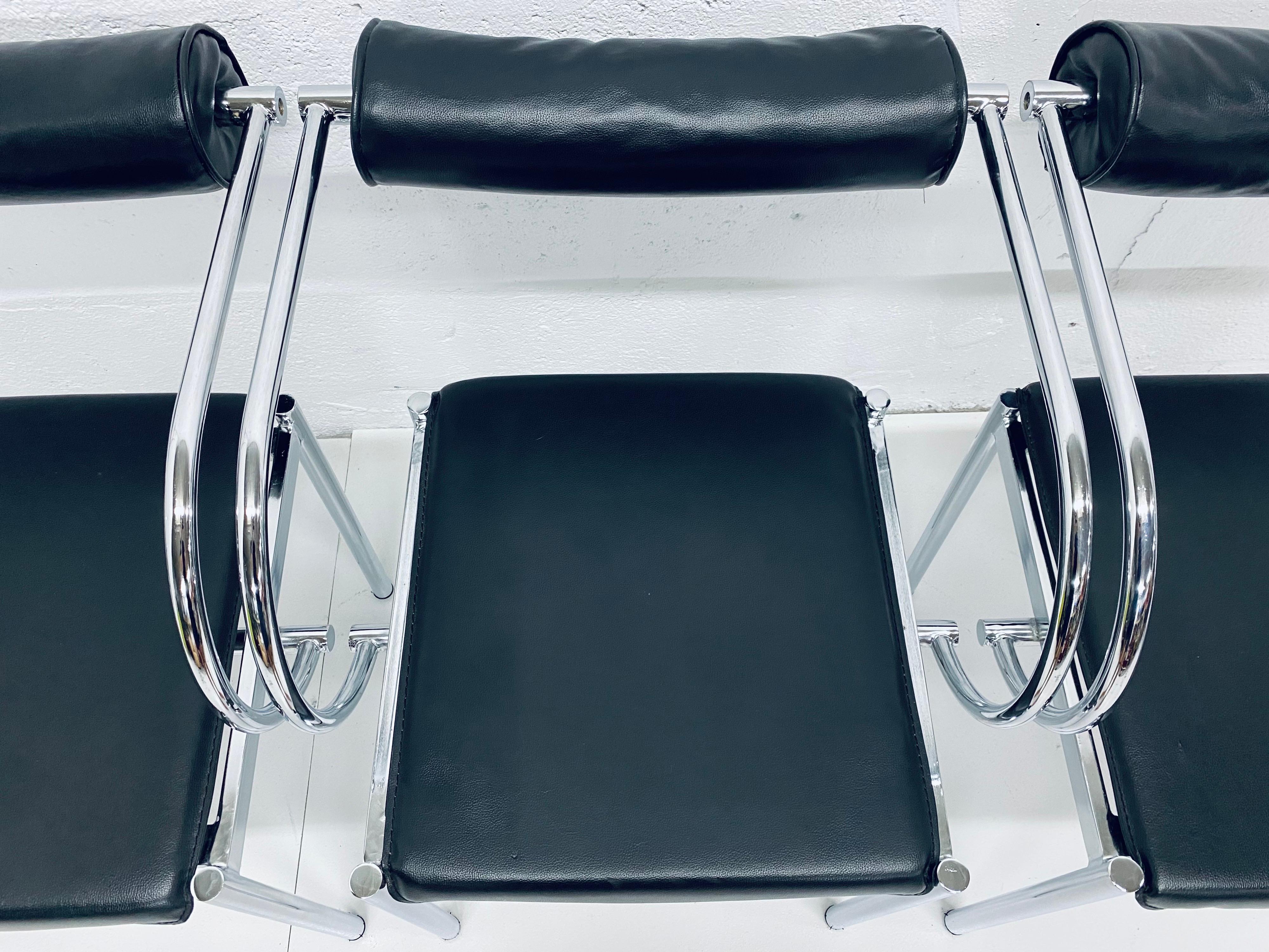 Postmodern Black Naugahyde and Chrome Dining Chairs, Set of Four 7