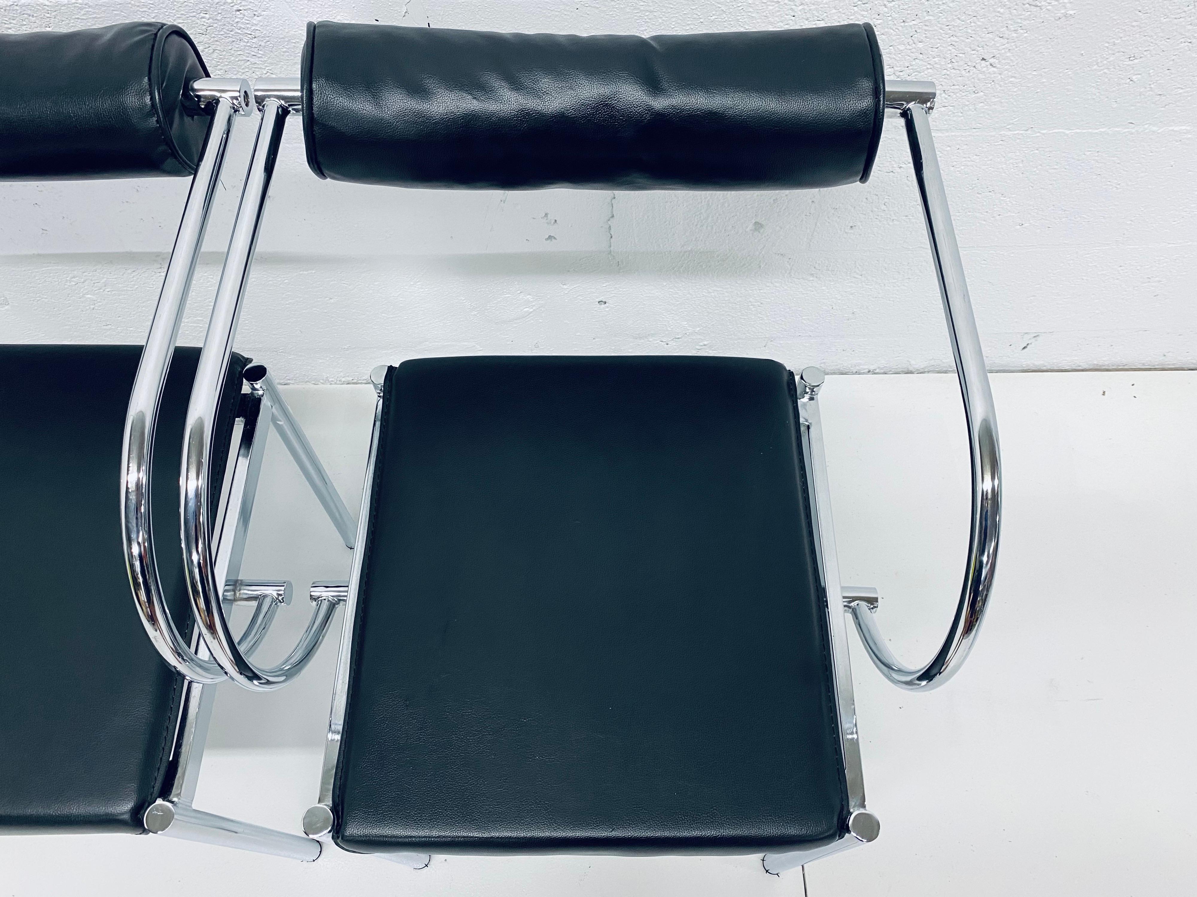 Postmodern Black Naugahyde and Chrome Dining Chairs, Set of Four 9