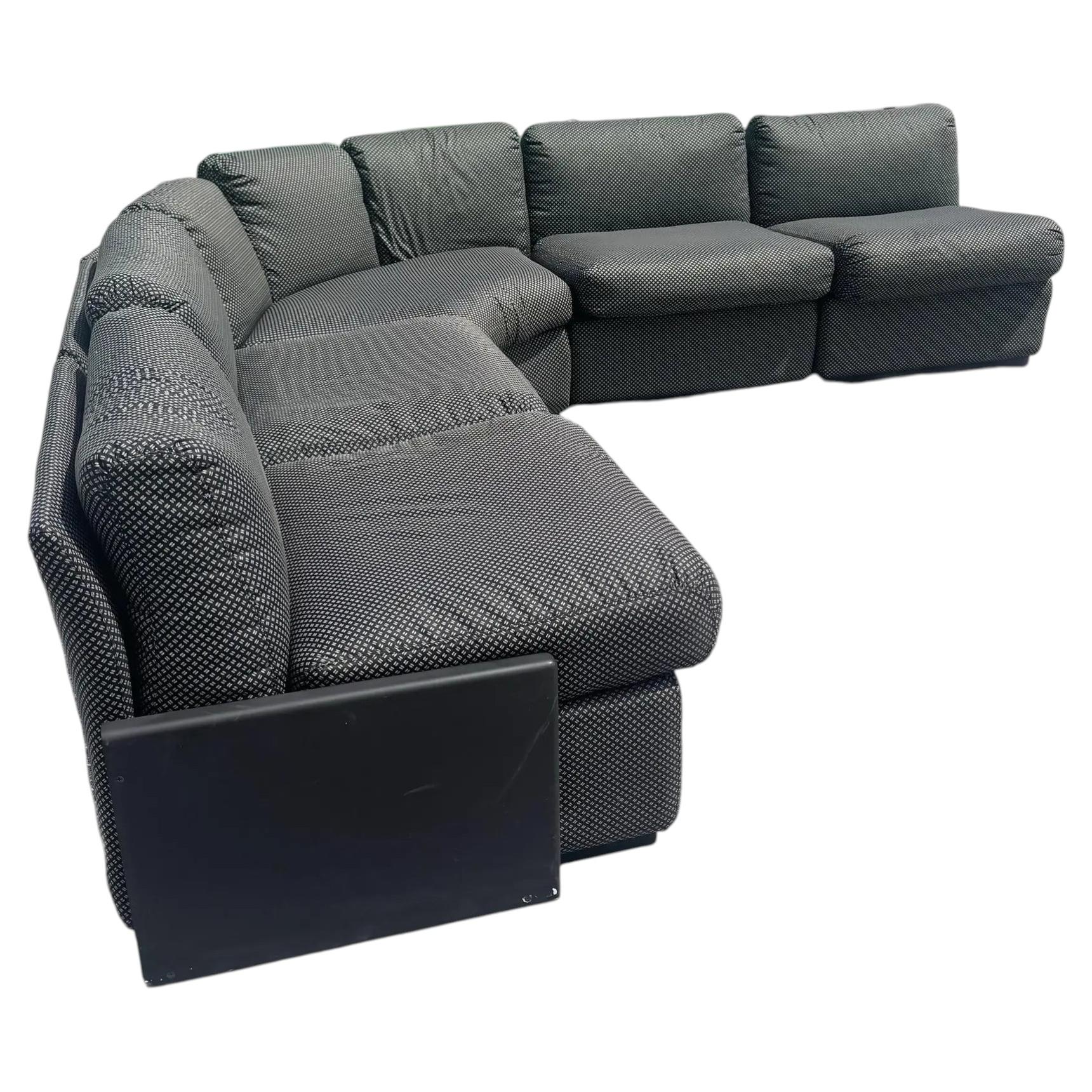 Postmodern Black on Black Modular Sectional Sofa - 5 Pieces For Sale