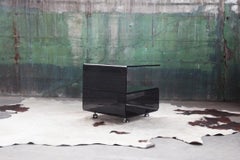 Postmodern Black Smoked Glass Mid Century Cocktail End Table