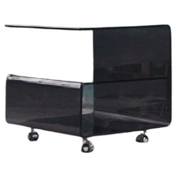 Postmodern Black Smoked Glass Mid Century Cocktail End Table For Sale