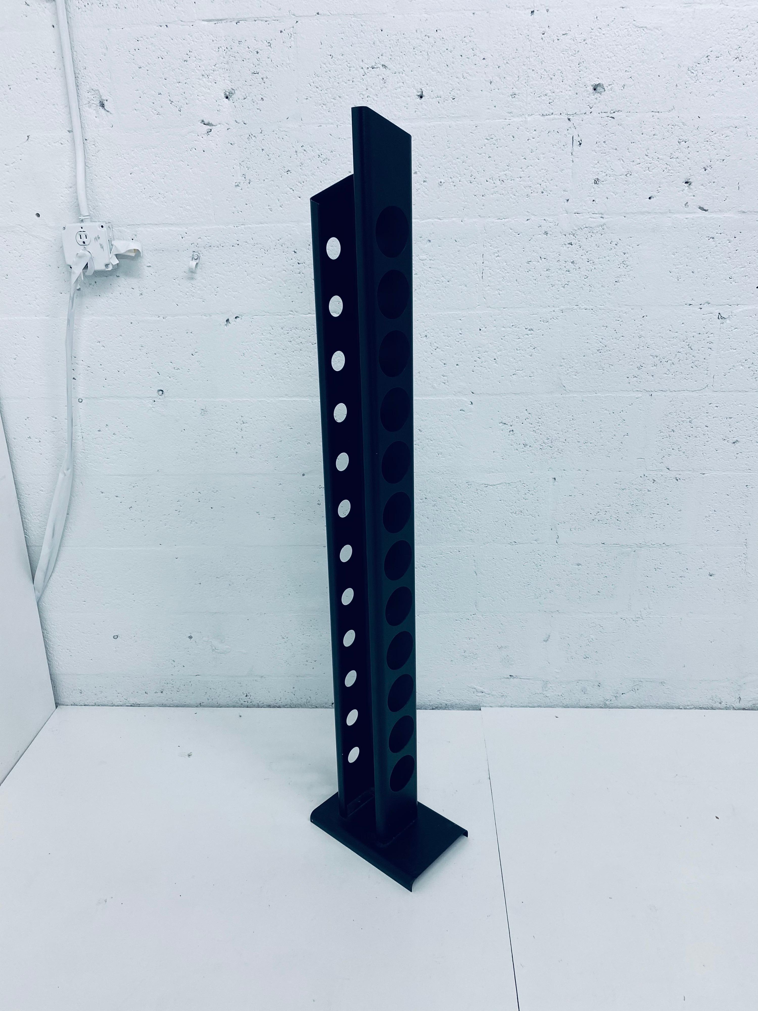 Postmodern Black Steel Standing Floor Wine Rack by Brookstone Exclusive