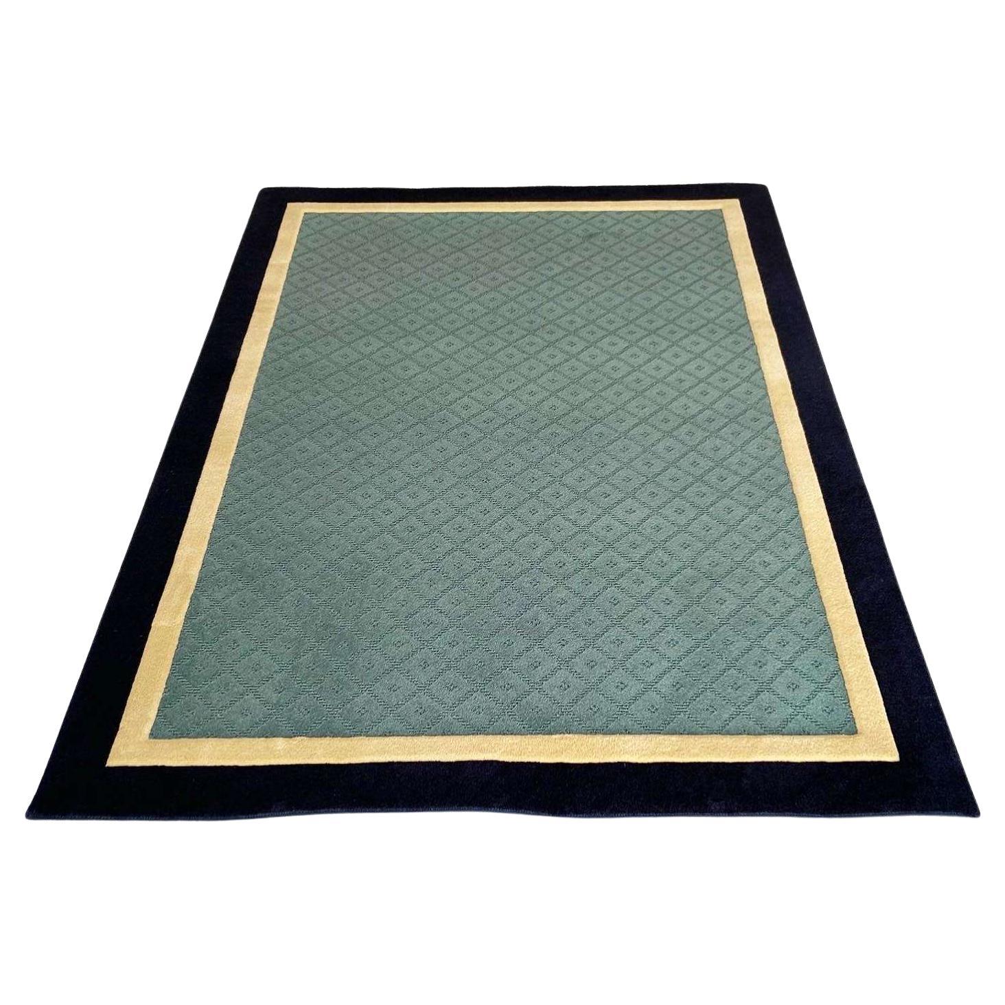 Postmodern Black Tan and Dark Green Rectangular Area Rug