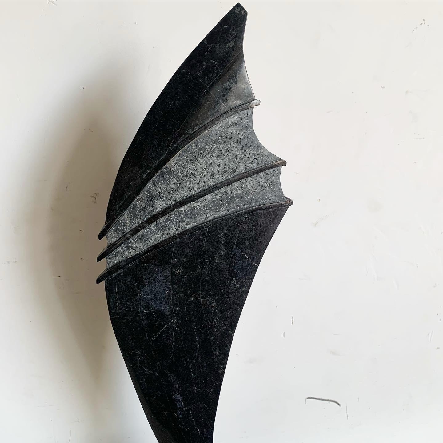 Philippine Postmodern Black Tessellated Stone and Metal Sculpture For Sale