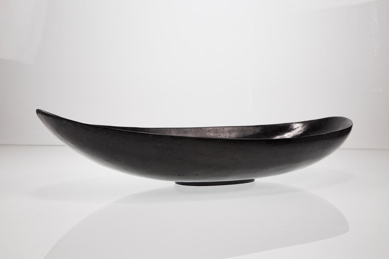 Postmodern Black Tessellated Stone Oval Decorative Bowl or