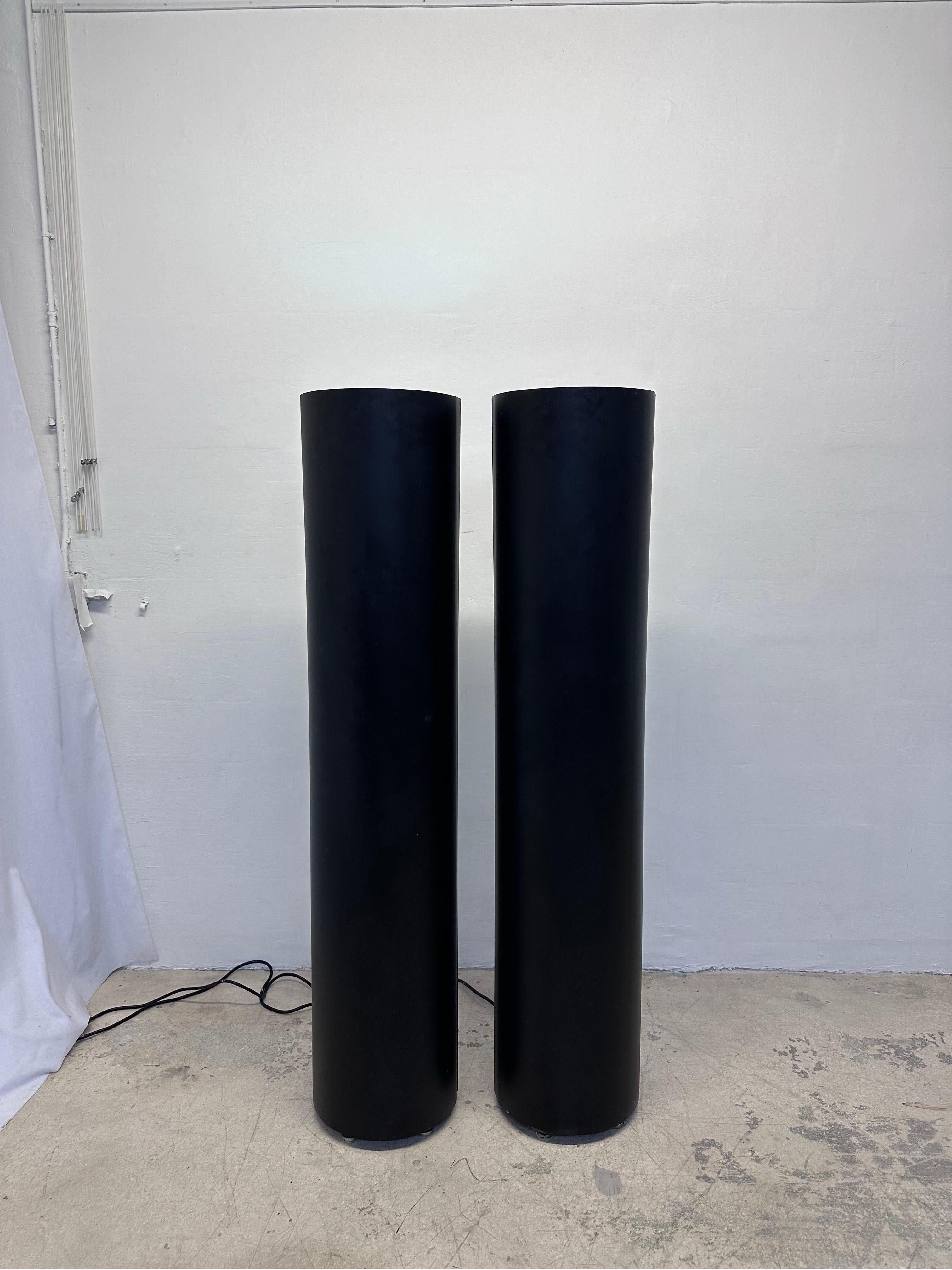 Postmodern Black Torchiere Mercury Bulb Floor Lamps - a Pair For Sale 4