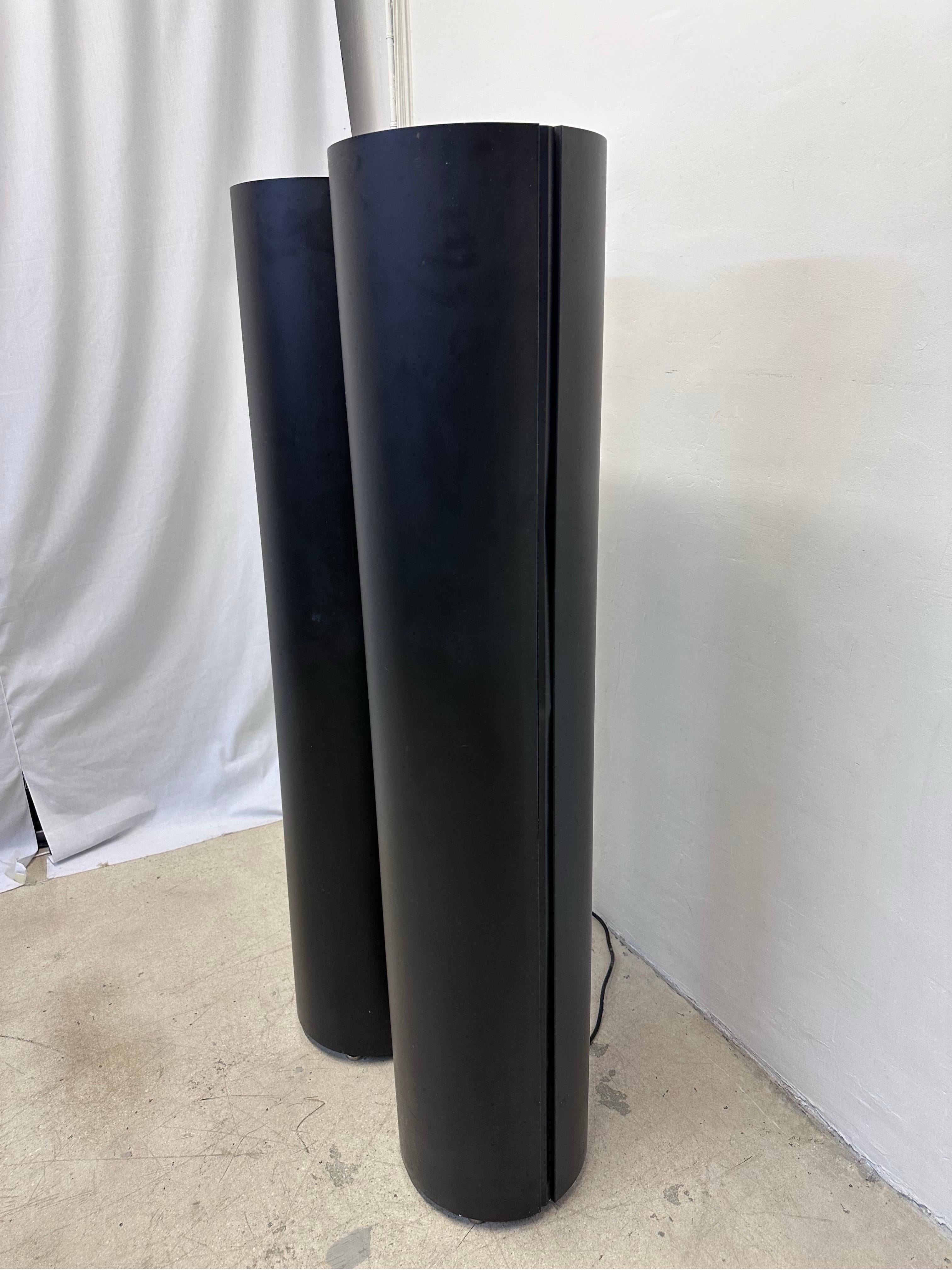 Unknown Postmodern Black Torchiere Mercury Bulb Floor Lamps - a Pair For Sale