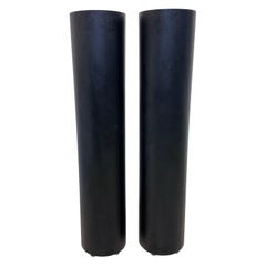 Postmodern Black Torchiere Mercury Bulb Floor Lamps - a Pair