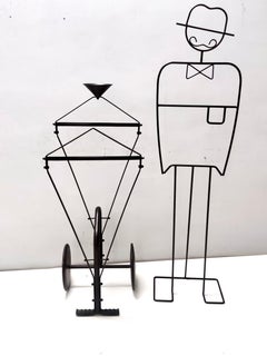 Postmodern Black Varnished Metal and Plastic Valet Stand, Italy