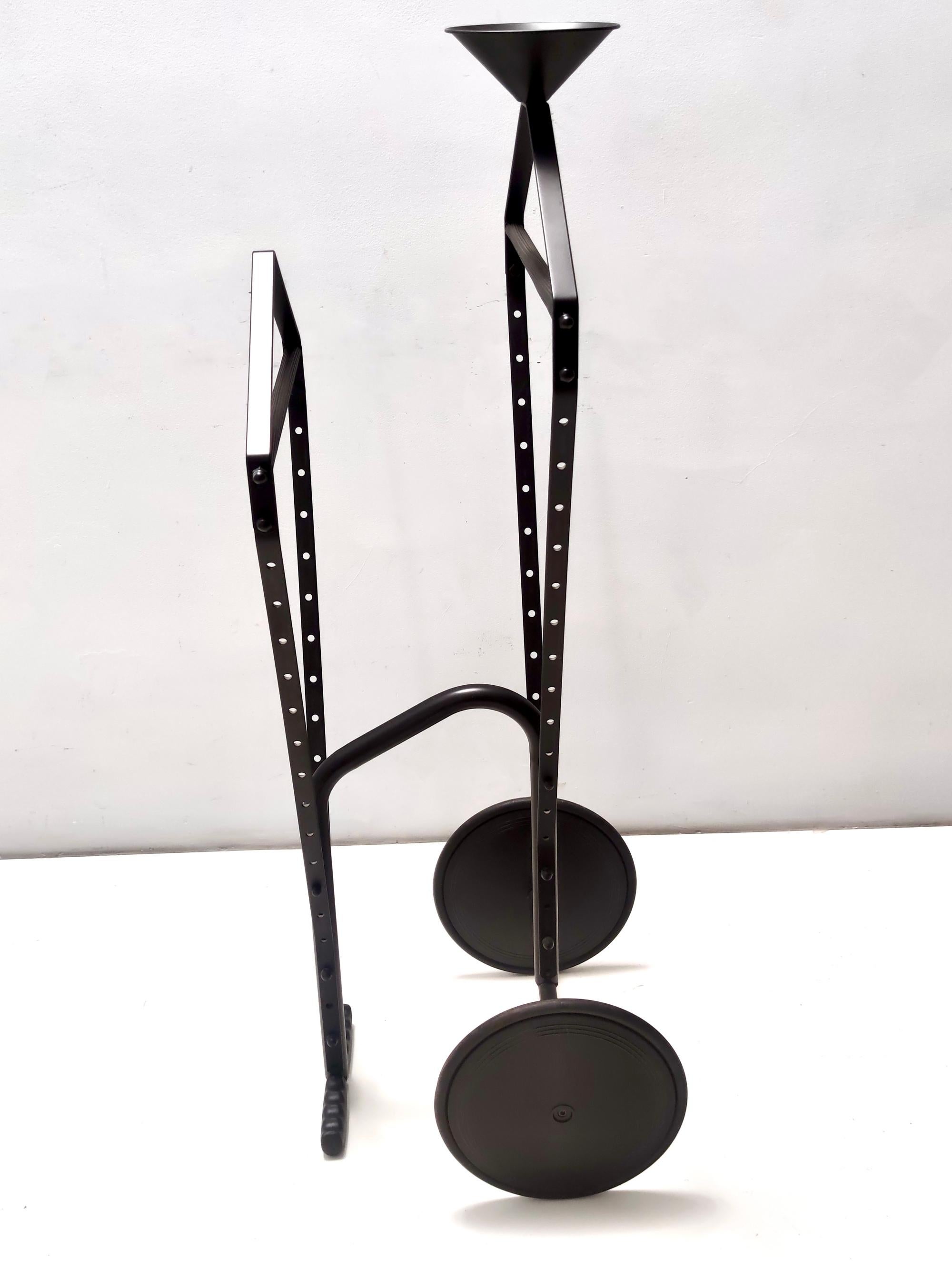 Late 20th Century Postmodern Black Varnished Metal and Plastic Valet Stand, Italy For Sale