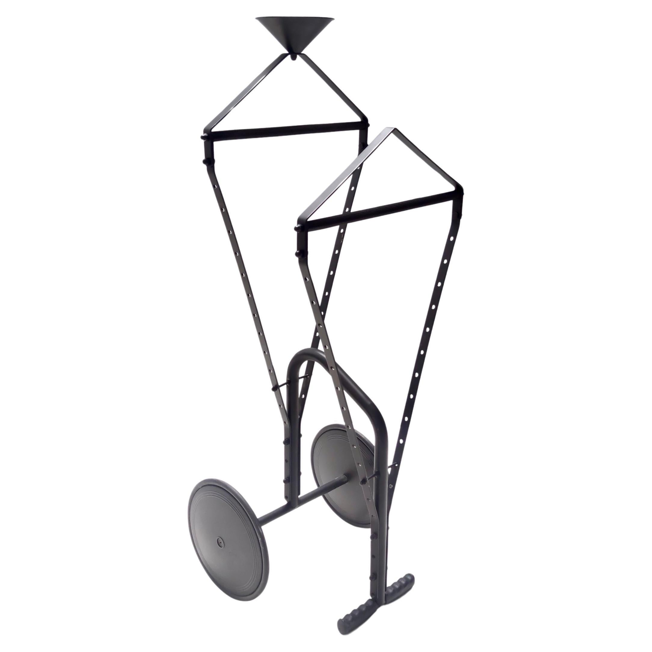 Postmodern Black Varnished Metal and Plastic Valet Stand, Italy For Sale