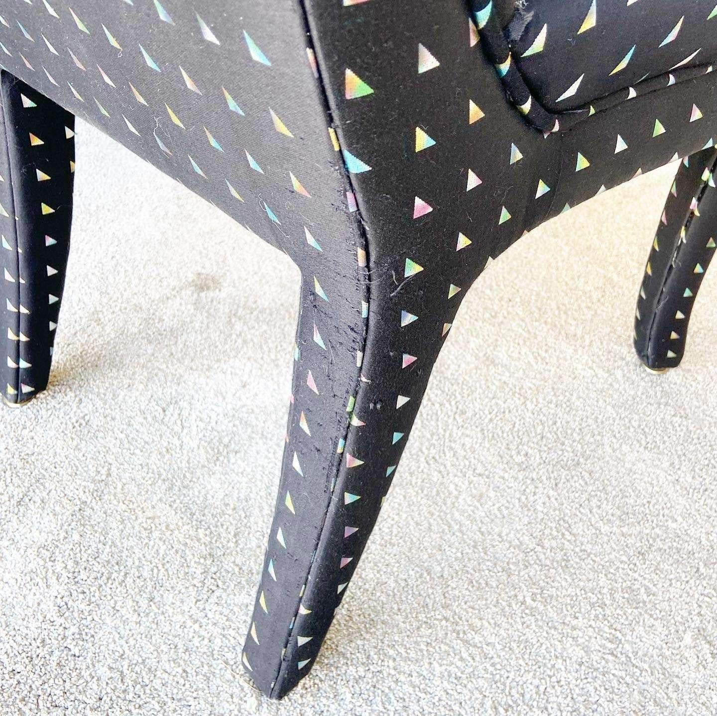 Postmoderne schwarze Esszimmerstühle mit farbigen Dreiecken von Bernhardt- 6 Stühle 2