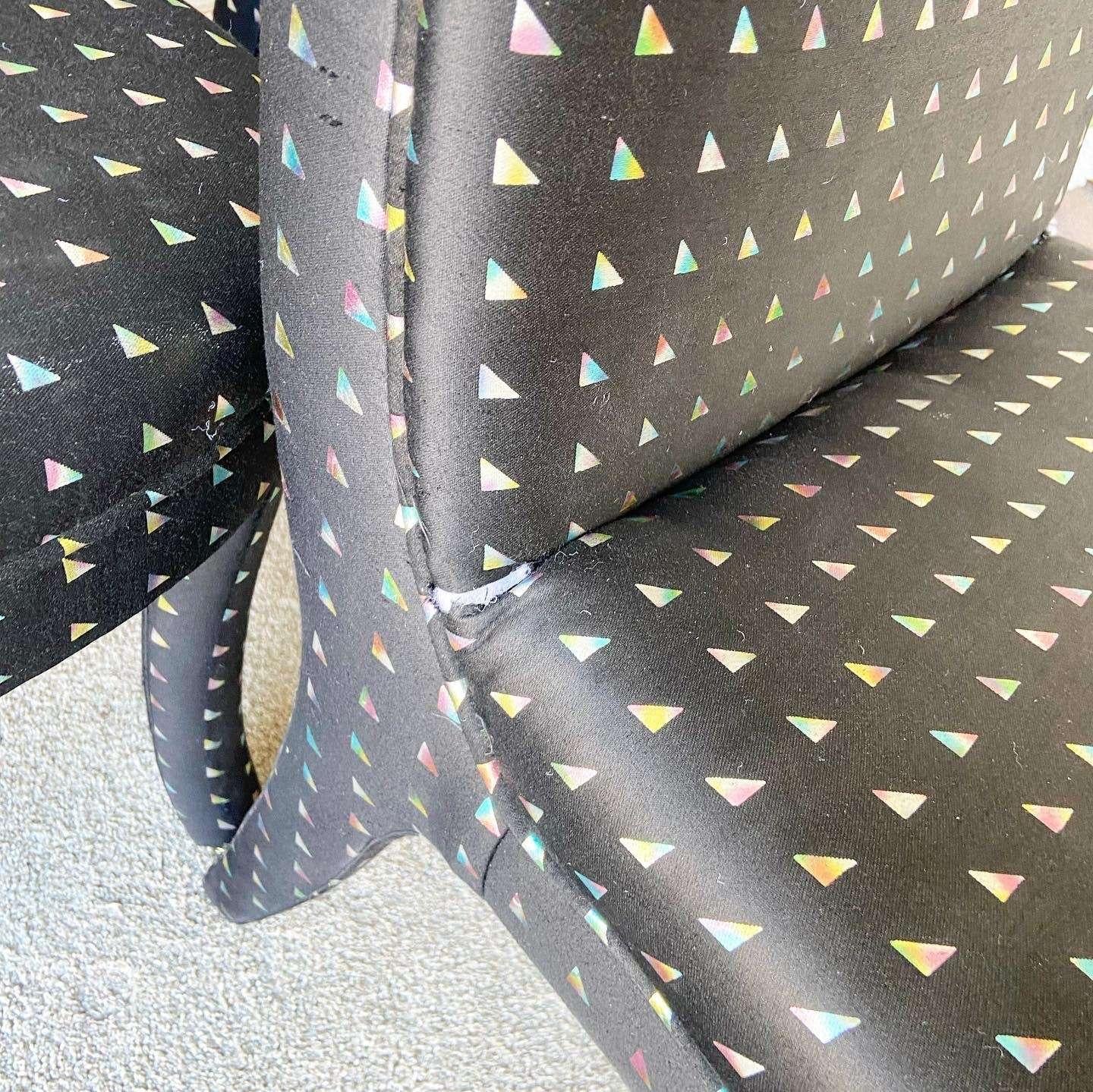 Postmoderne schwarze Esszimmerstühle mit farbigen Dreiecken von Bernhardt- 6 Stühle 3