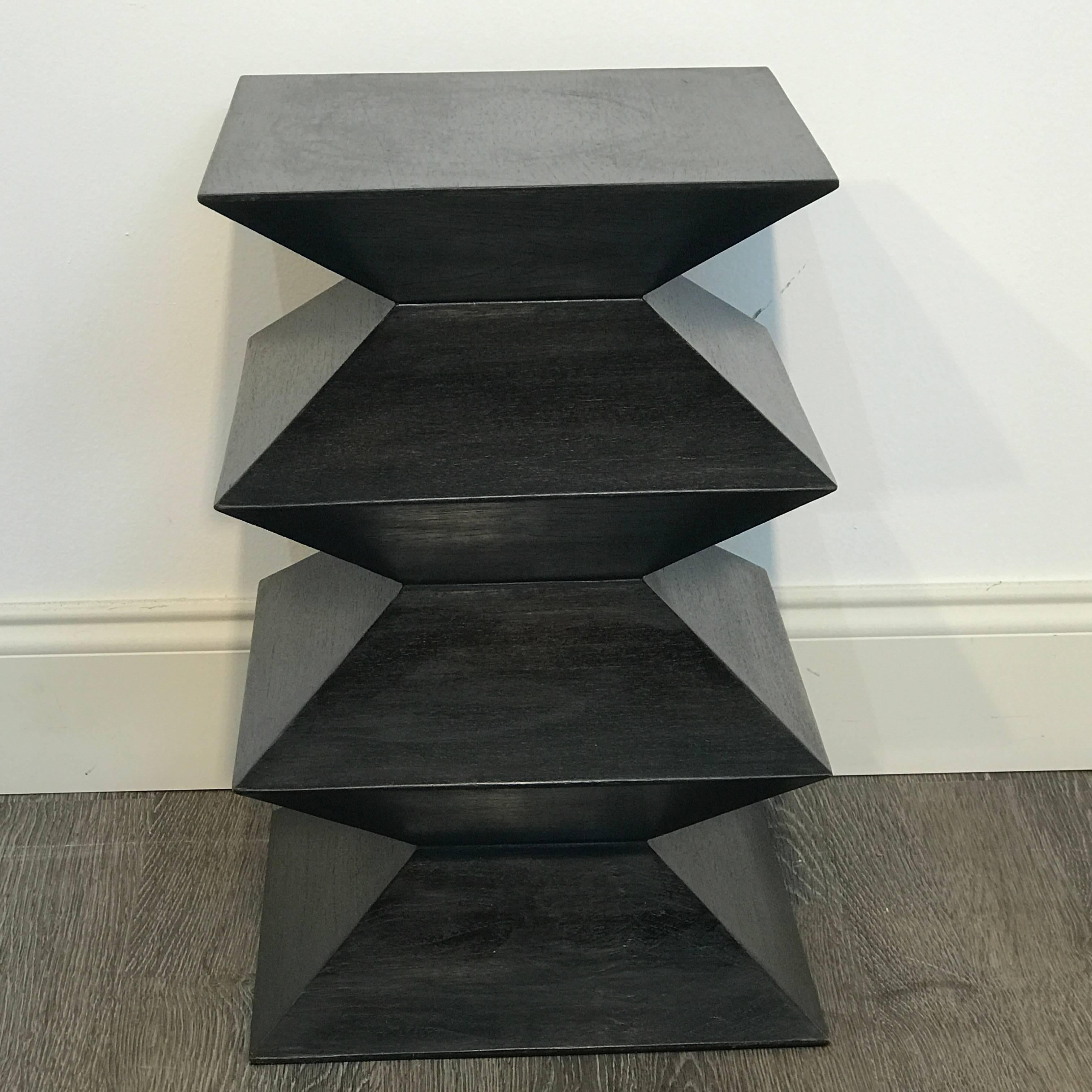 Post-Modern Postmodern Blackened Zig Zag Side Table or Pedestal
